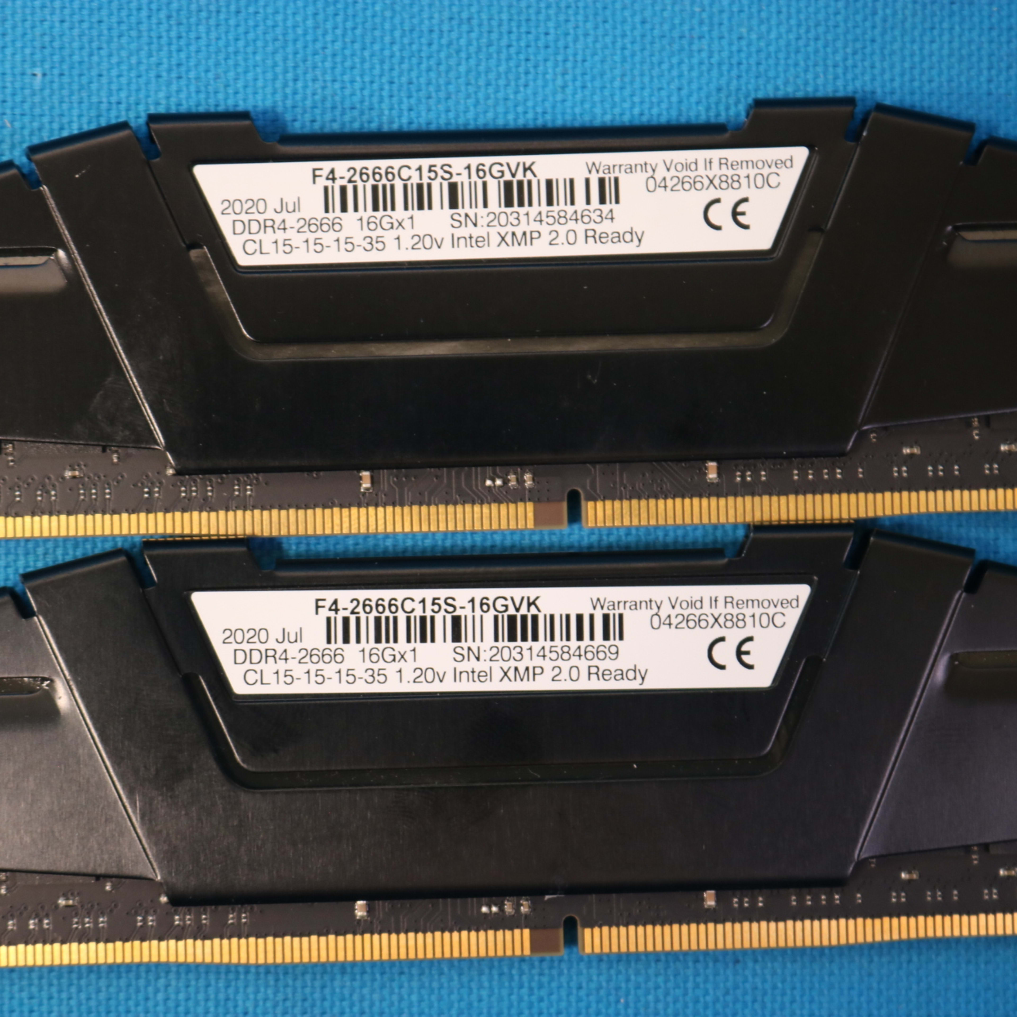 G.Skill RipJaws V Series 64GB (4x16GB) DDR4 2666MHz CL15 1.2V Desktop RAM F4-2666C15S-16GVK