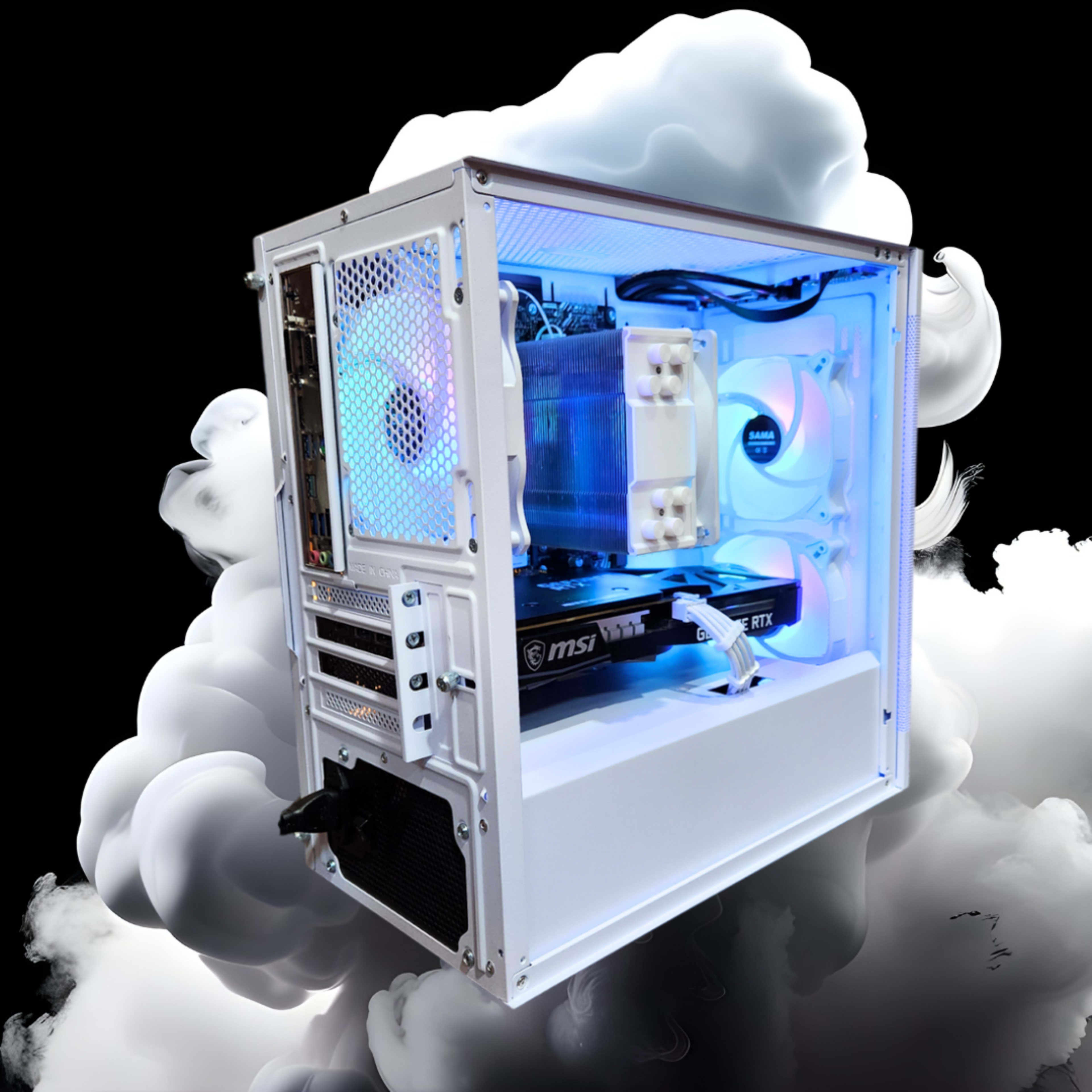 🧊Polar❄️: RTX 3060 TI + Ryzen 5 5500 + 32GB DDR4 Grey RAM + 1TB SSD + 4 Fans ( White RGB Gaming PC )