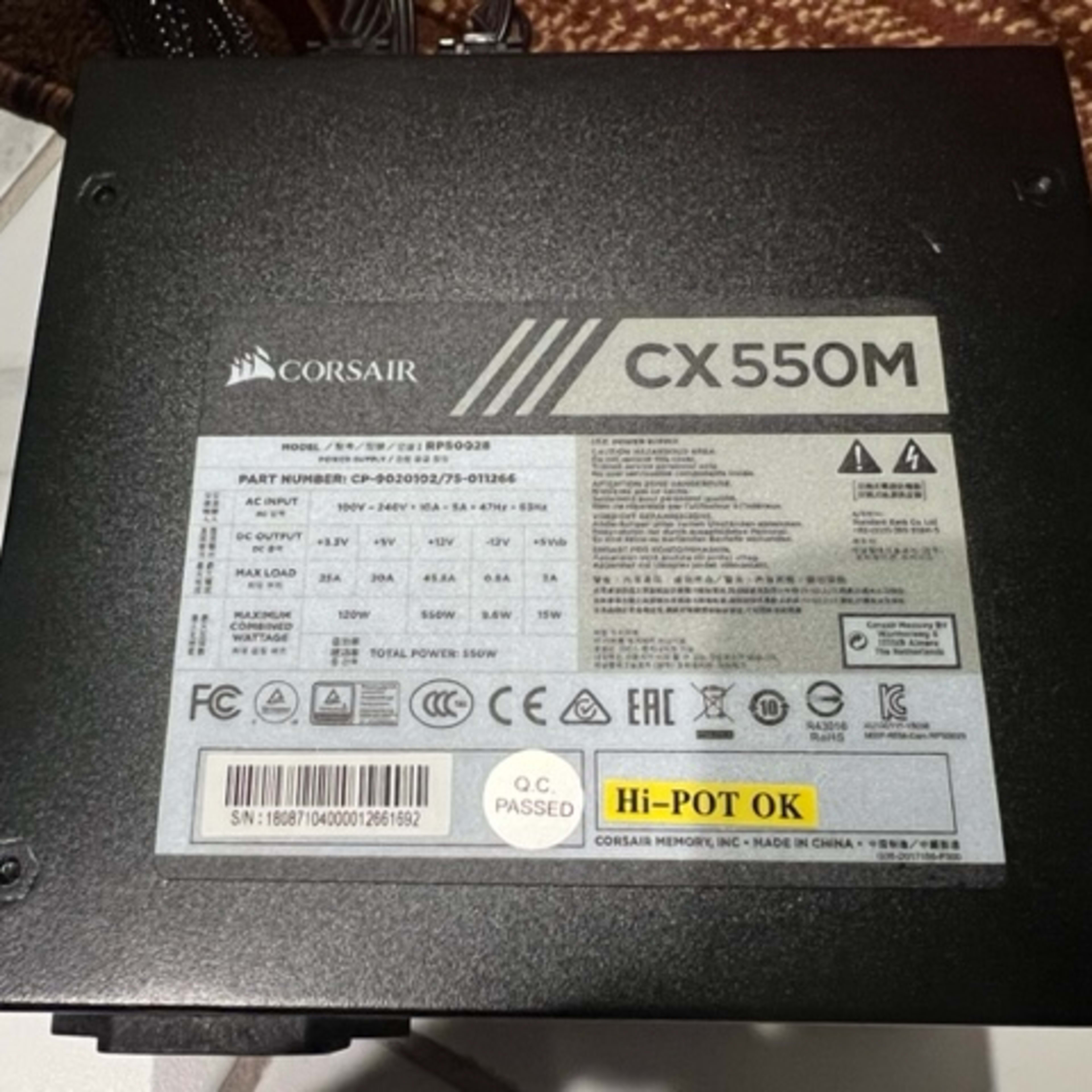 Corsair CX550M  550 WATT Semi Modular Power Supply