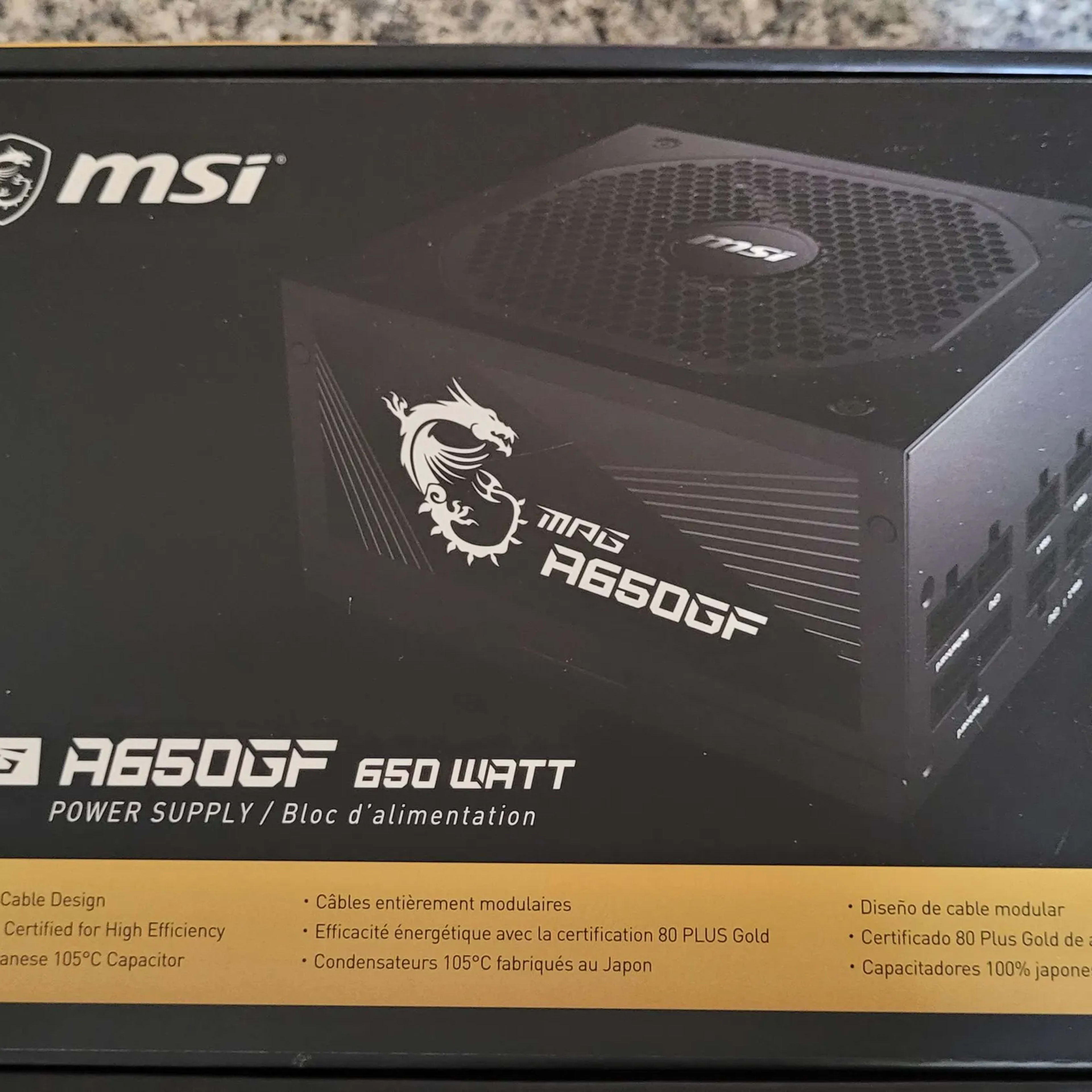 2 Month Used - MSI MPG A650GF Gaming Power Supply - Full Modular - 80 PLUS Gold Certified