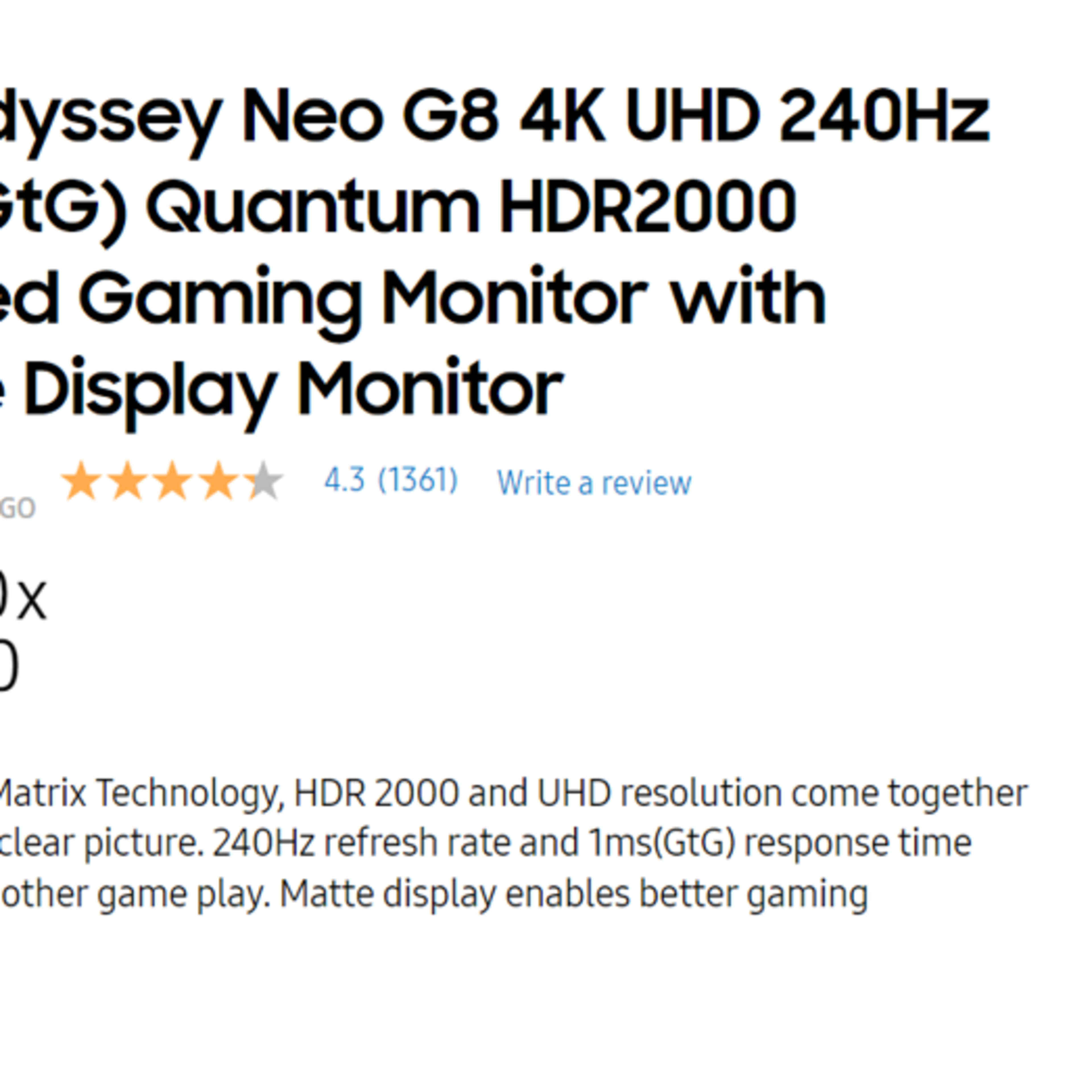 Samsung G8 Odyssey 4K 240HZ Gaming Monitor