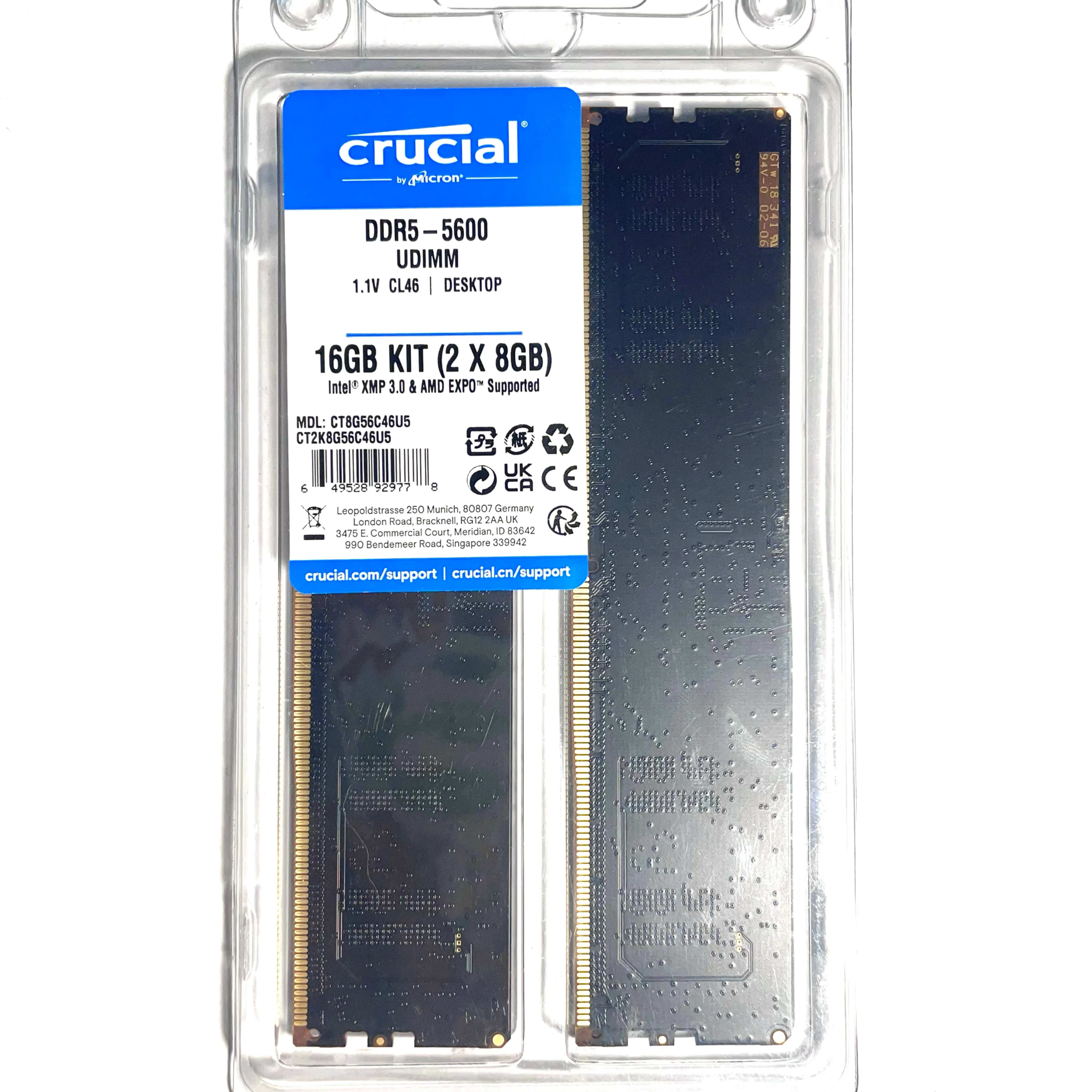 Crucial 16gb*2 DDR5 5600 メモリー Crucial 16GB DDR5 RAM, 5600MHz (or 5200MHz or 4800MHz
