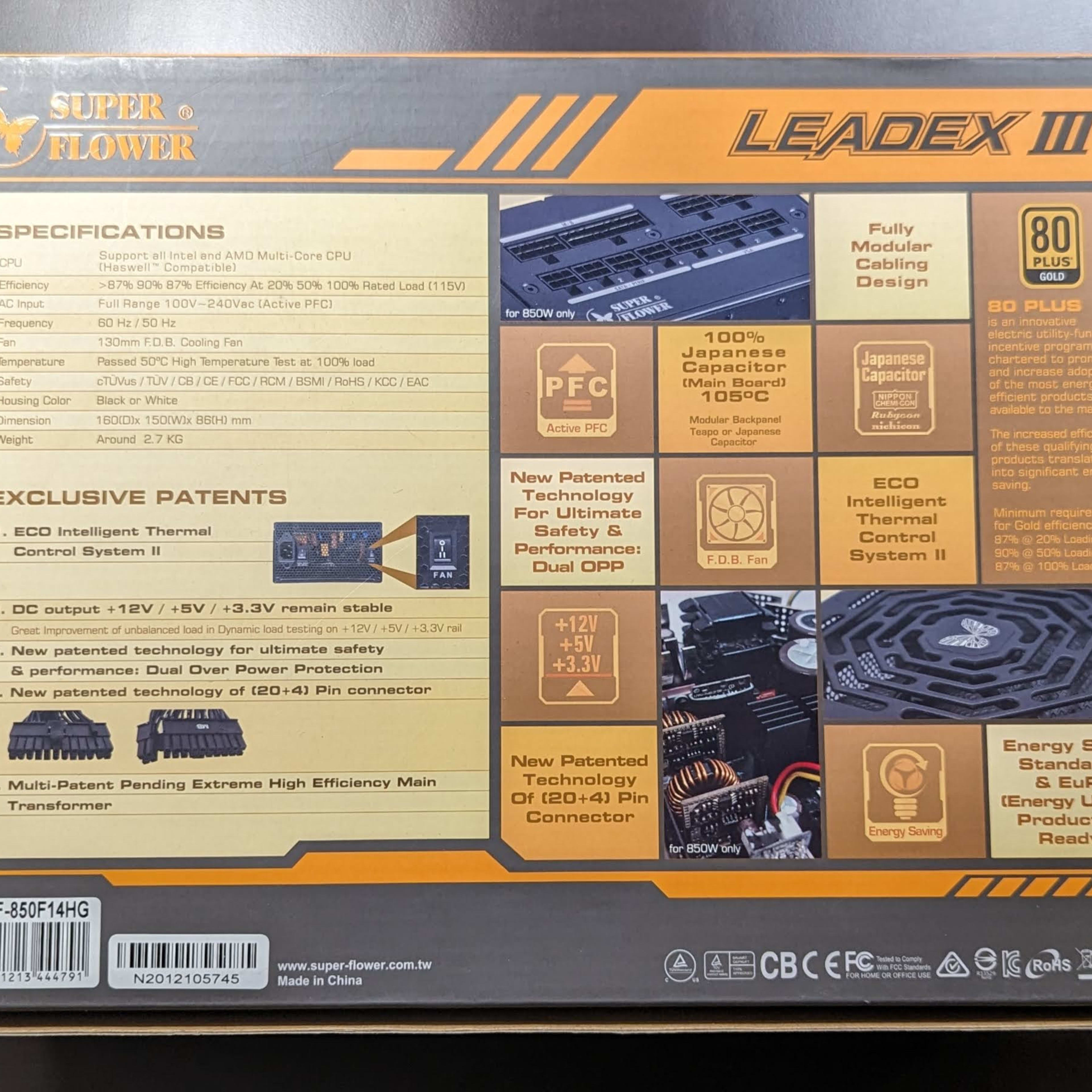 Super Flower Leadex III Gold 850W 80+ Gold Fully Modular ATX PSU