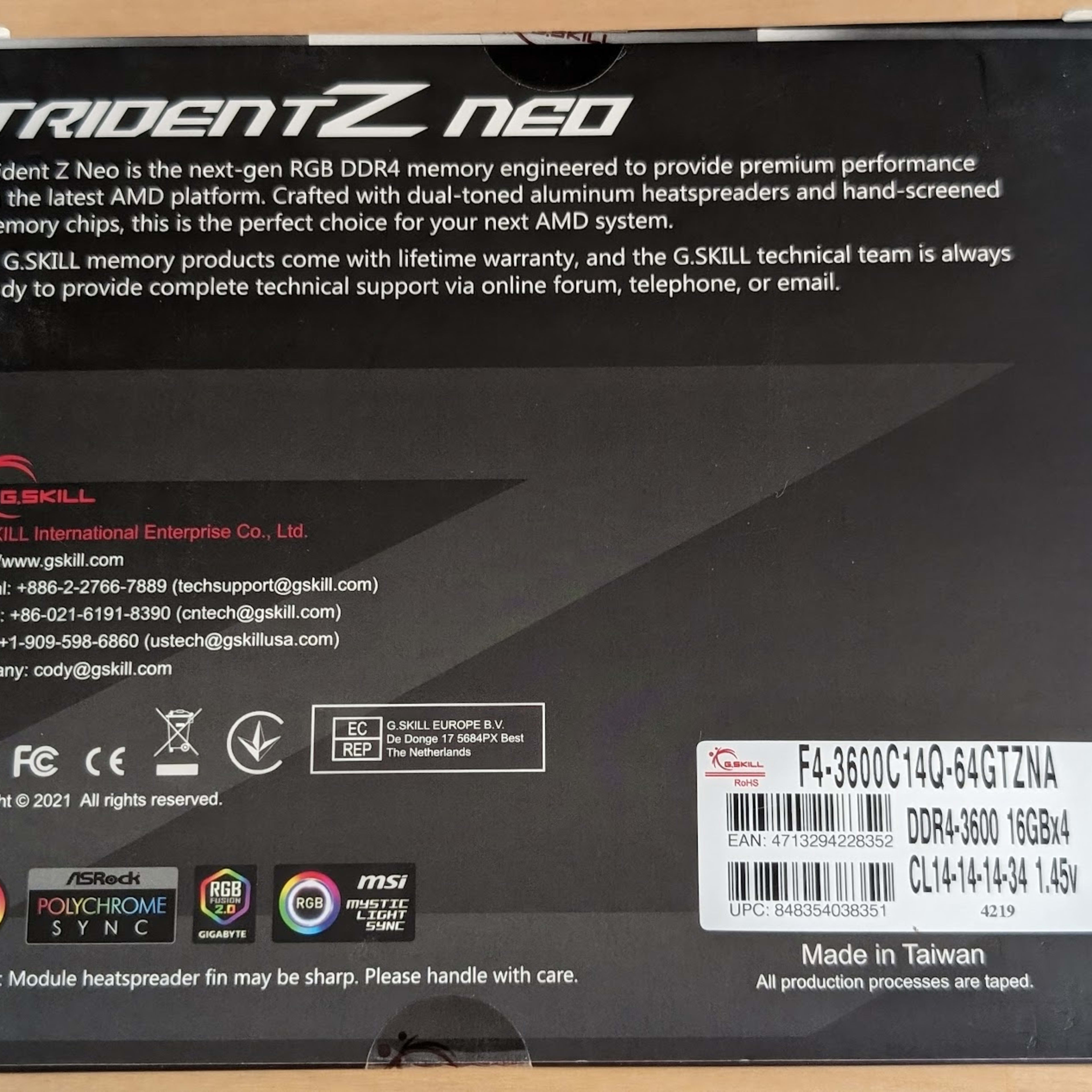 G.SKILL Trident Z Neo Series 64GB (4 x 16GB) 3600Mhz CL14 B-DIE - SEALED  NEW | Jawa