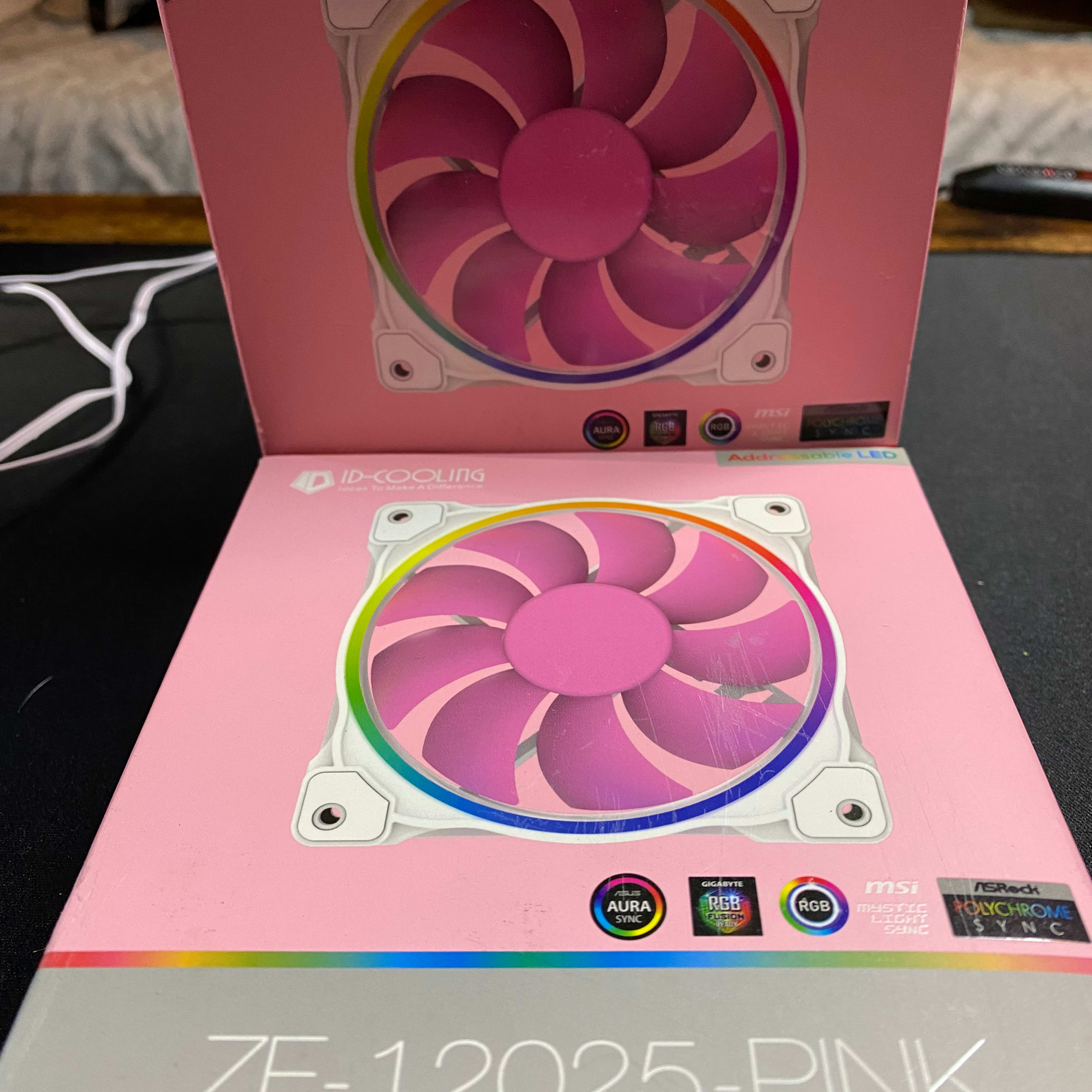 ID Cooling Pink/White ARGB 120mm Ring Fan 2x