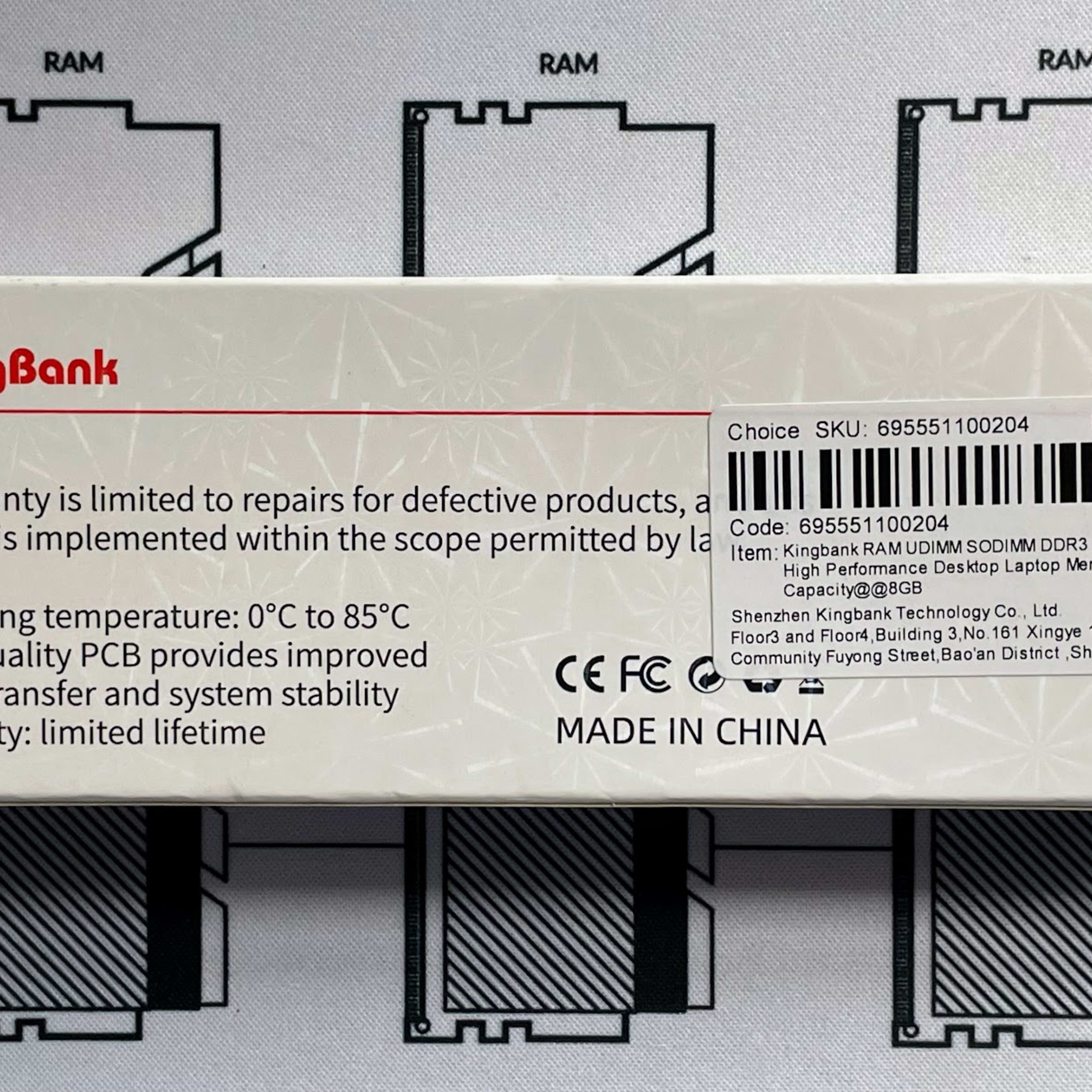 Kingbank DDR3 8GB Kit (1x8GB) 1600 MHz DDR3 CL 11-11-11-28 (KP316C2341) RAM MEMORY