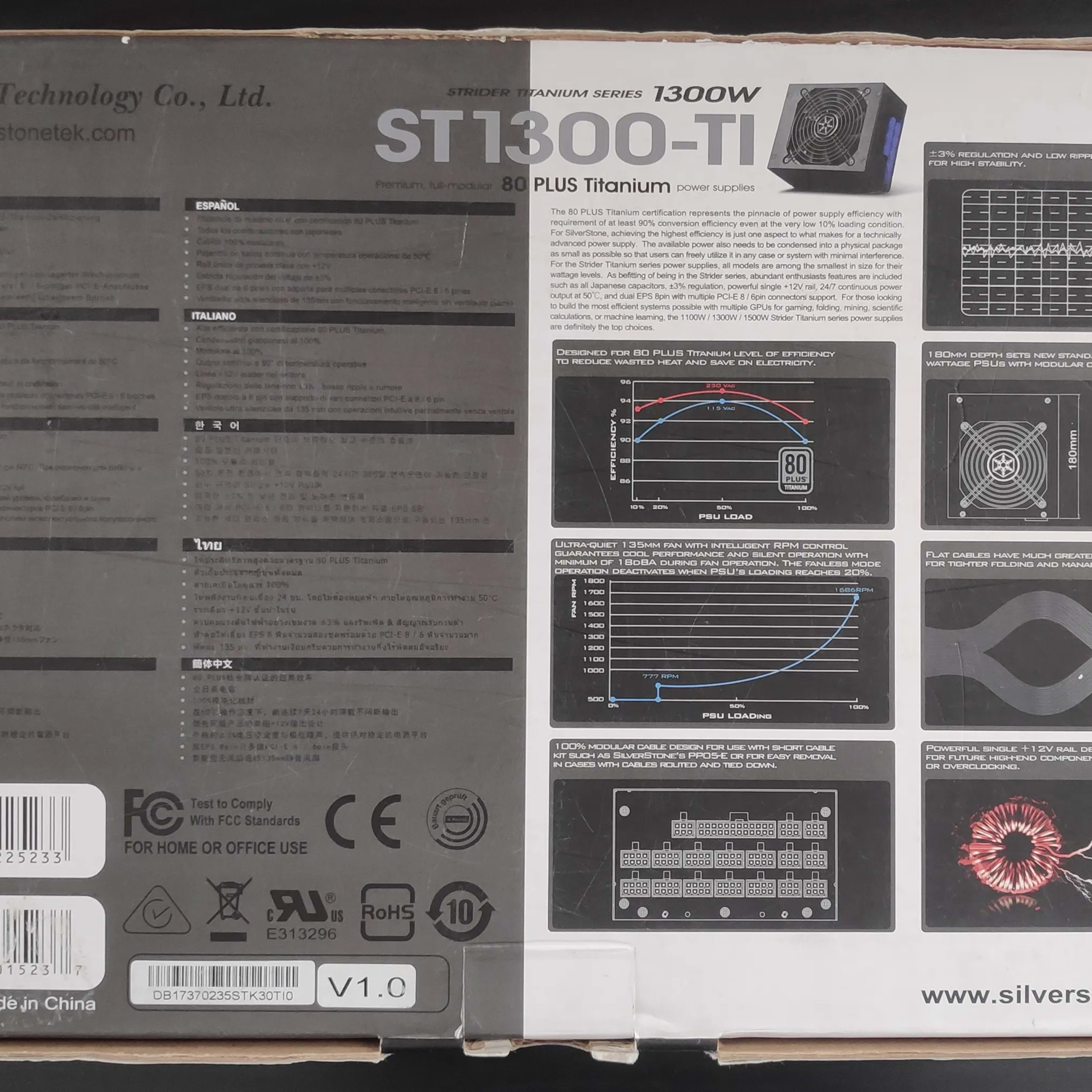 SilverStone Strider ST1300-TI, 1300W, 80 Plus Titanium Certified Fully Modular Power Supply