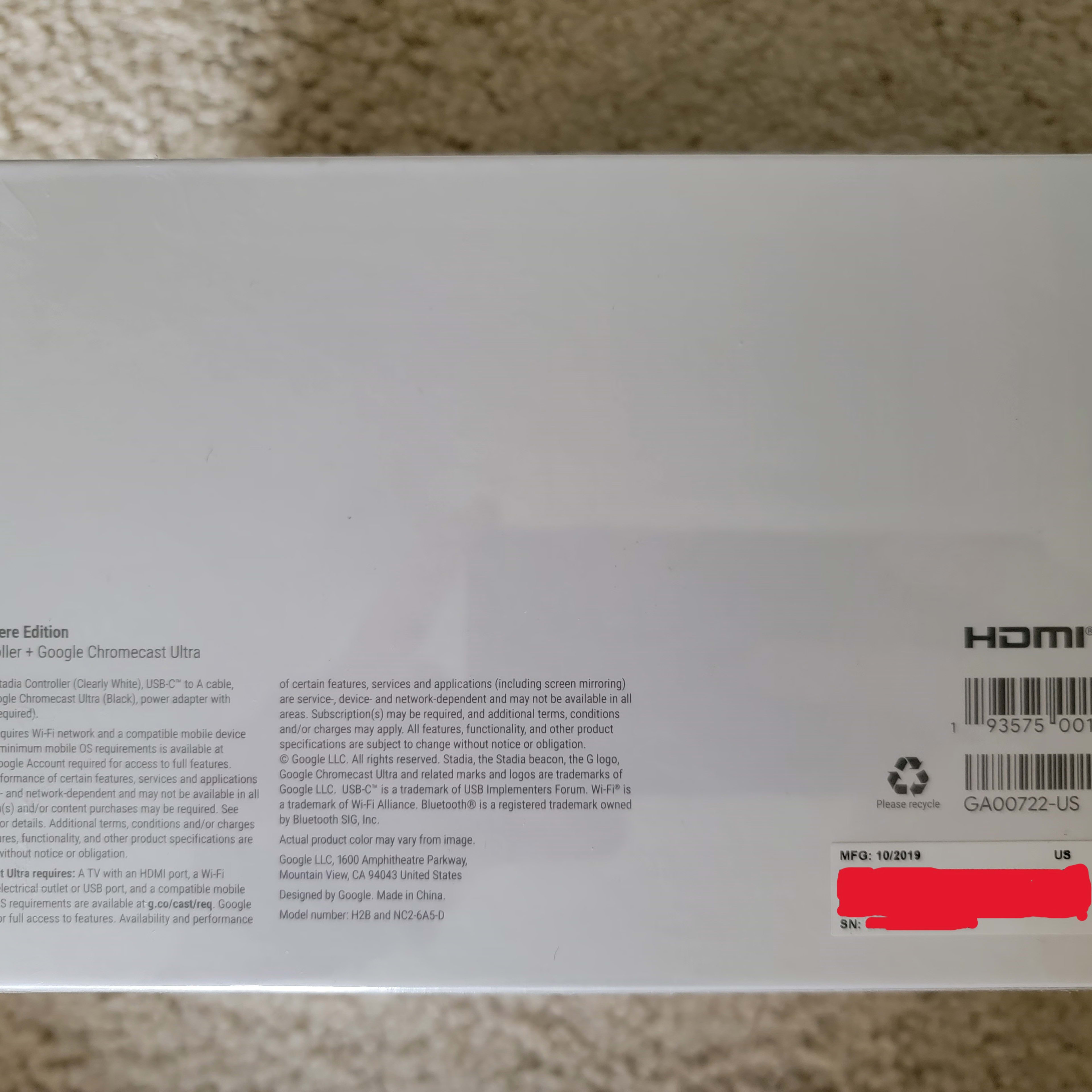 Google Stadia Premiere Edition Clearly White Brand New Sealed With Controller + Chromecast Ultra