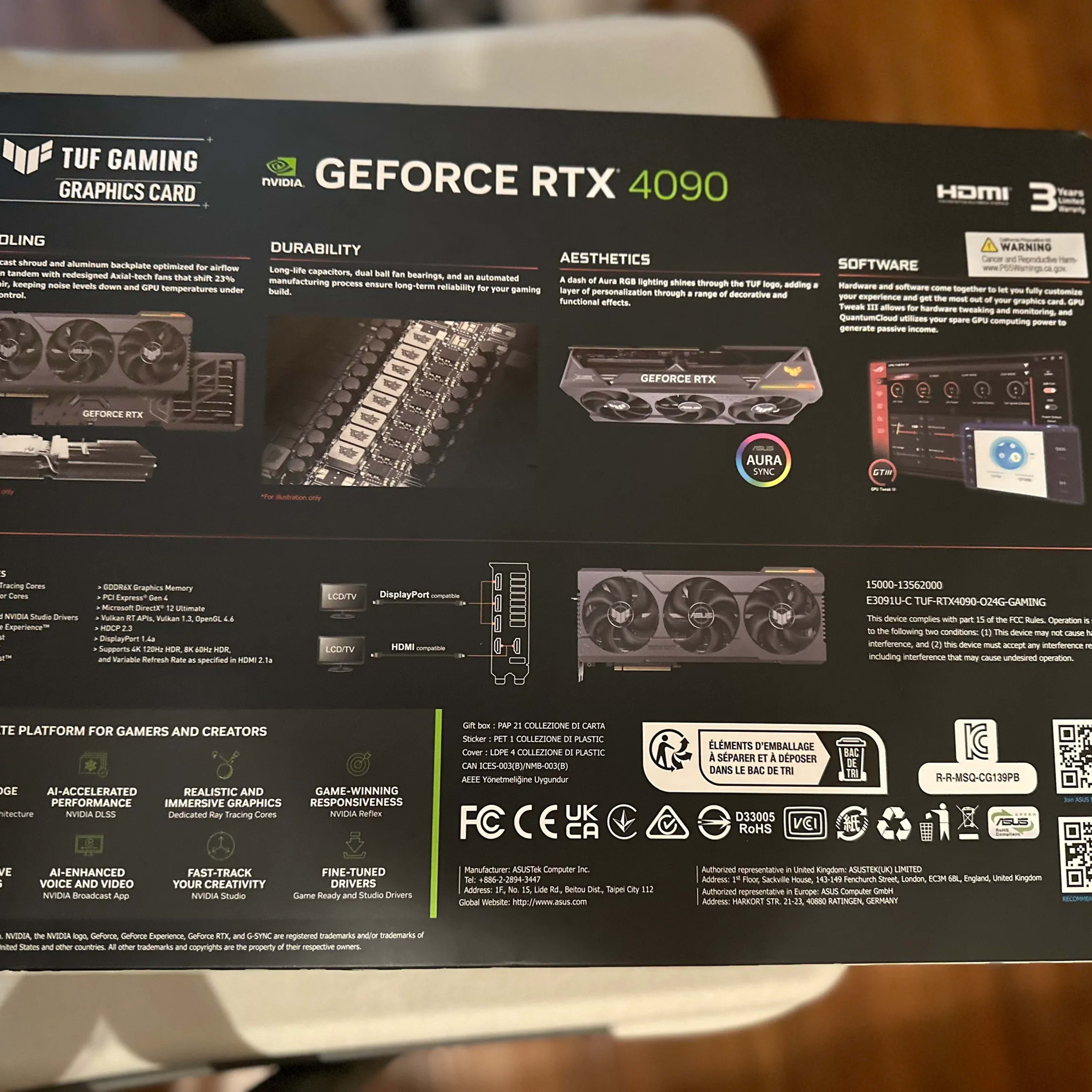 ASUS - NVIDIA GeForce RTX 4090 TUF Overclock 24GB GDDR6X