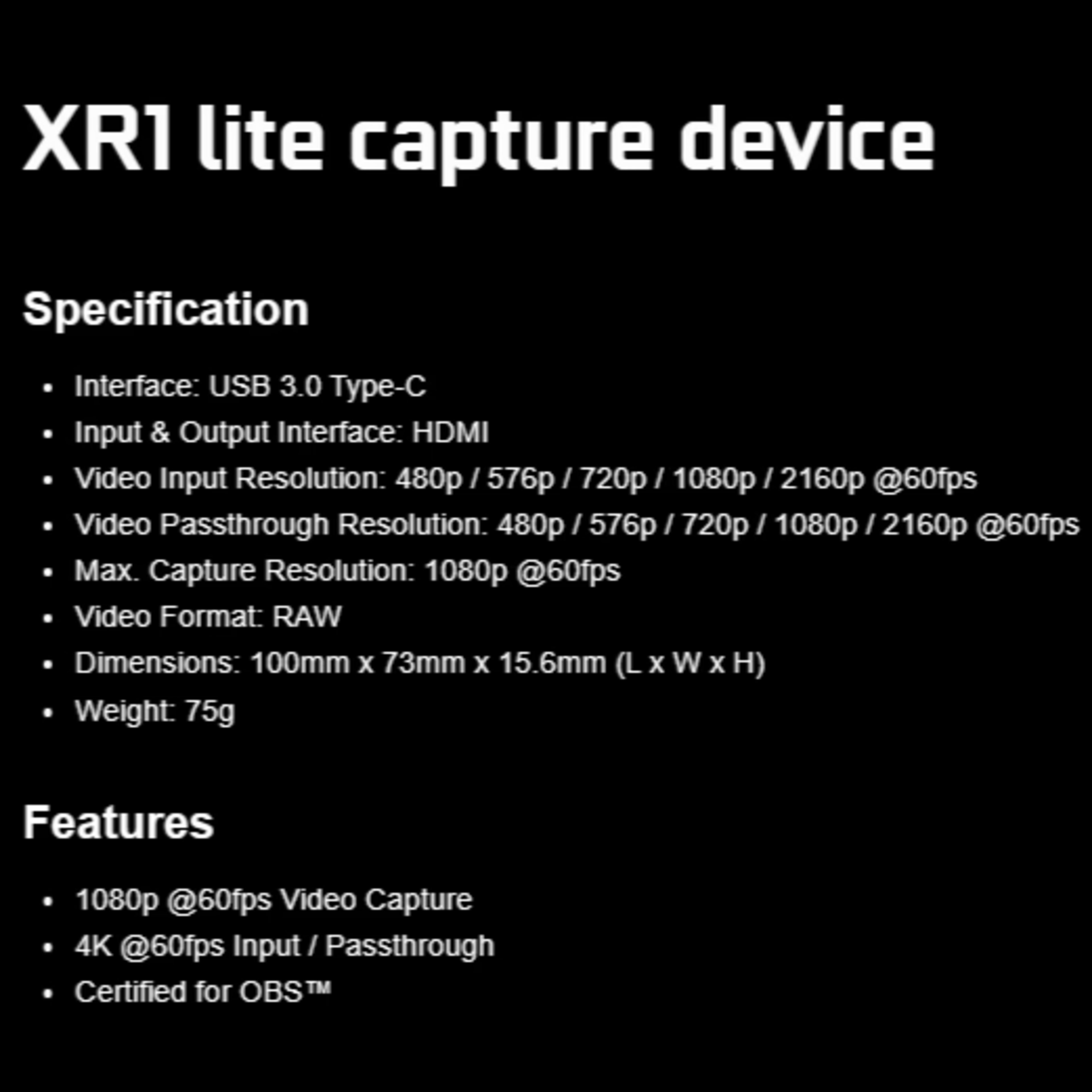 EVGA XR1 Lite 1080p60 Capture Card