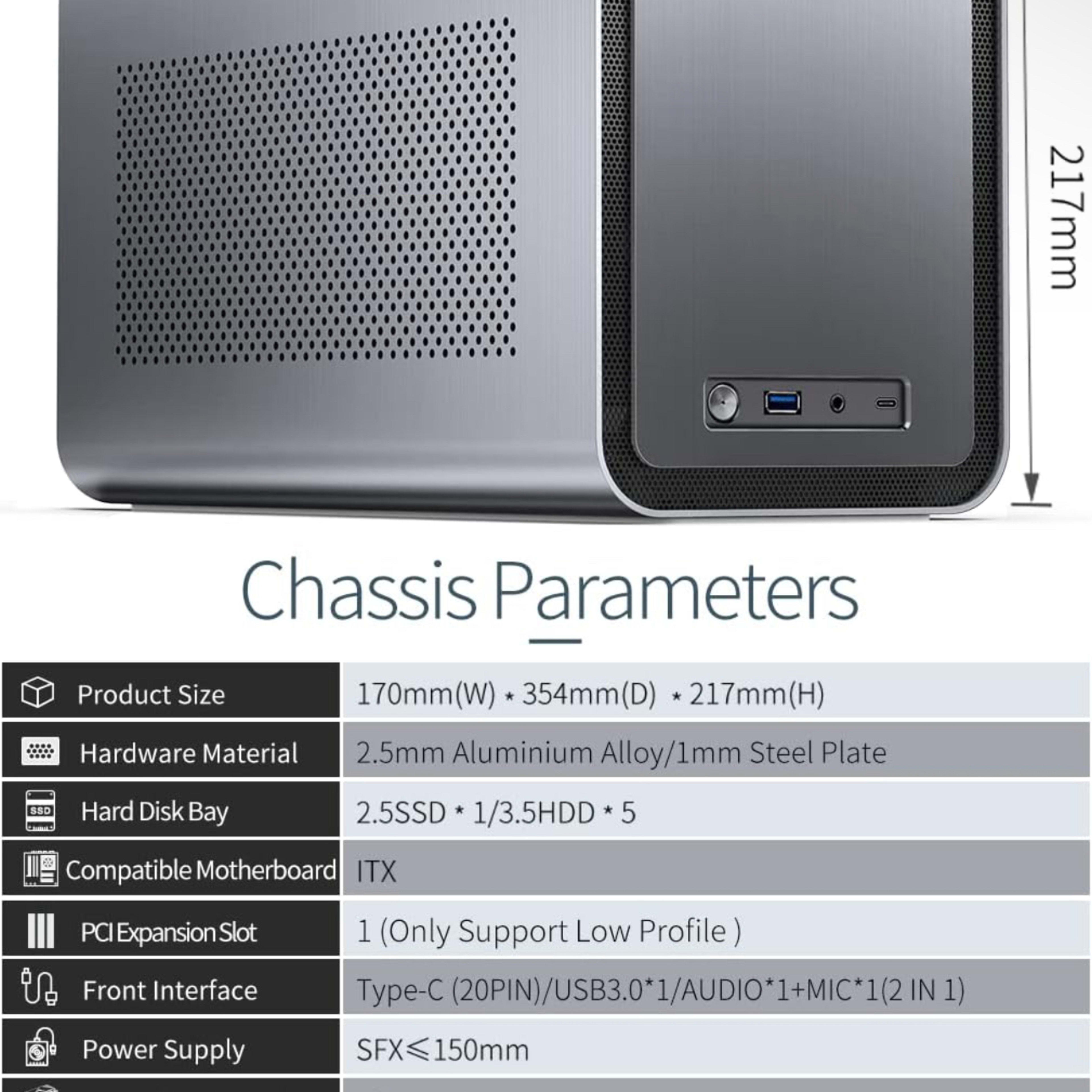 JONSBO N1 Mini-ITX NAS Chassis, ITX Computer Case, 5+1 Disk Bays