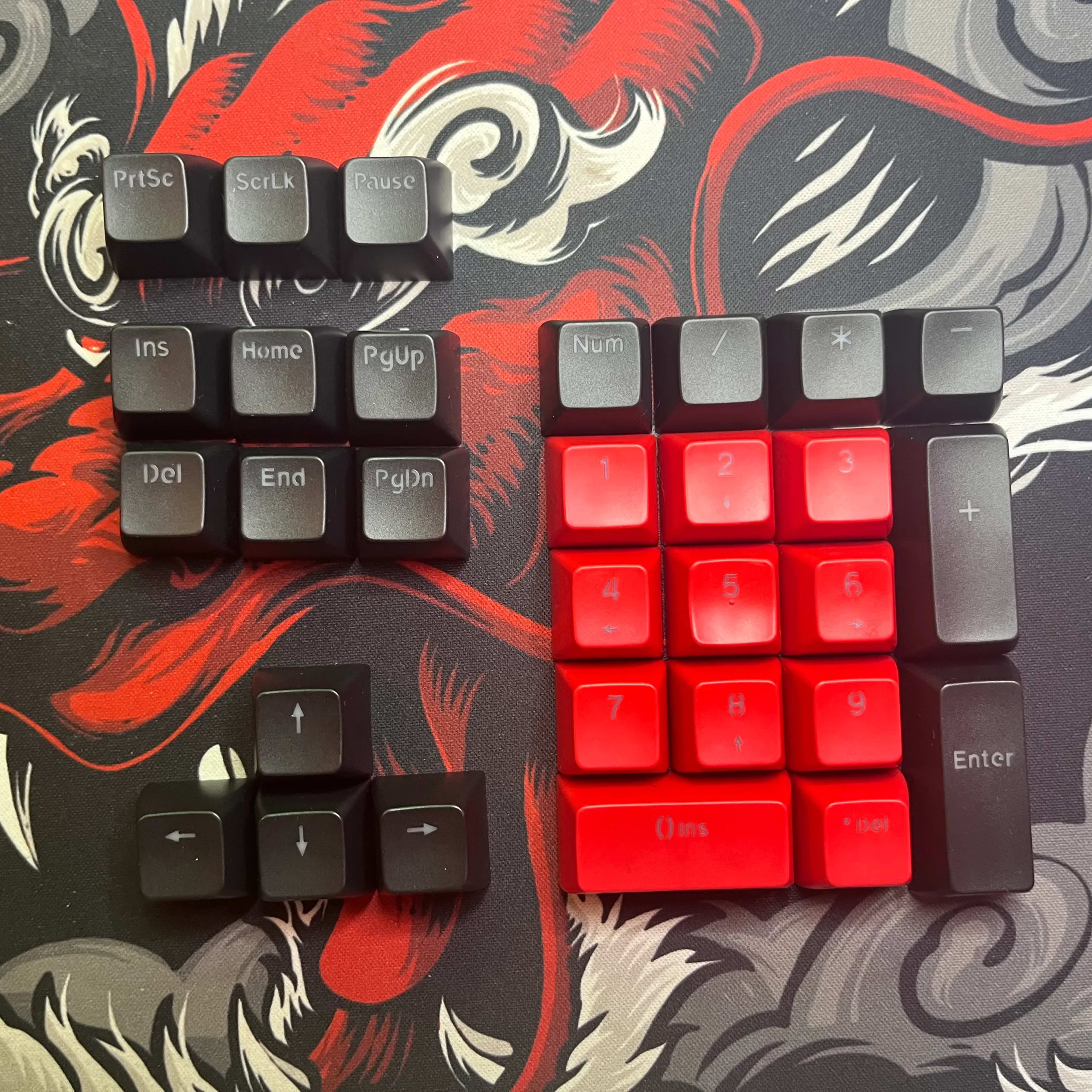 Black/Red PBT SA Profile Keycap Set (RGB Shine Through Lettering)