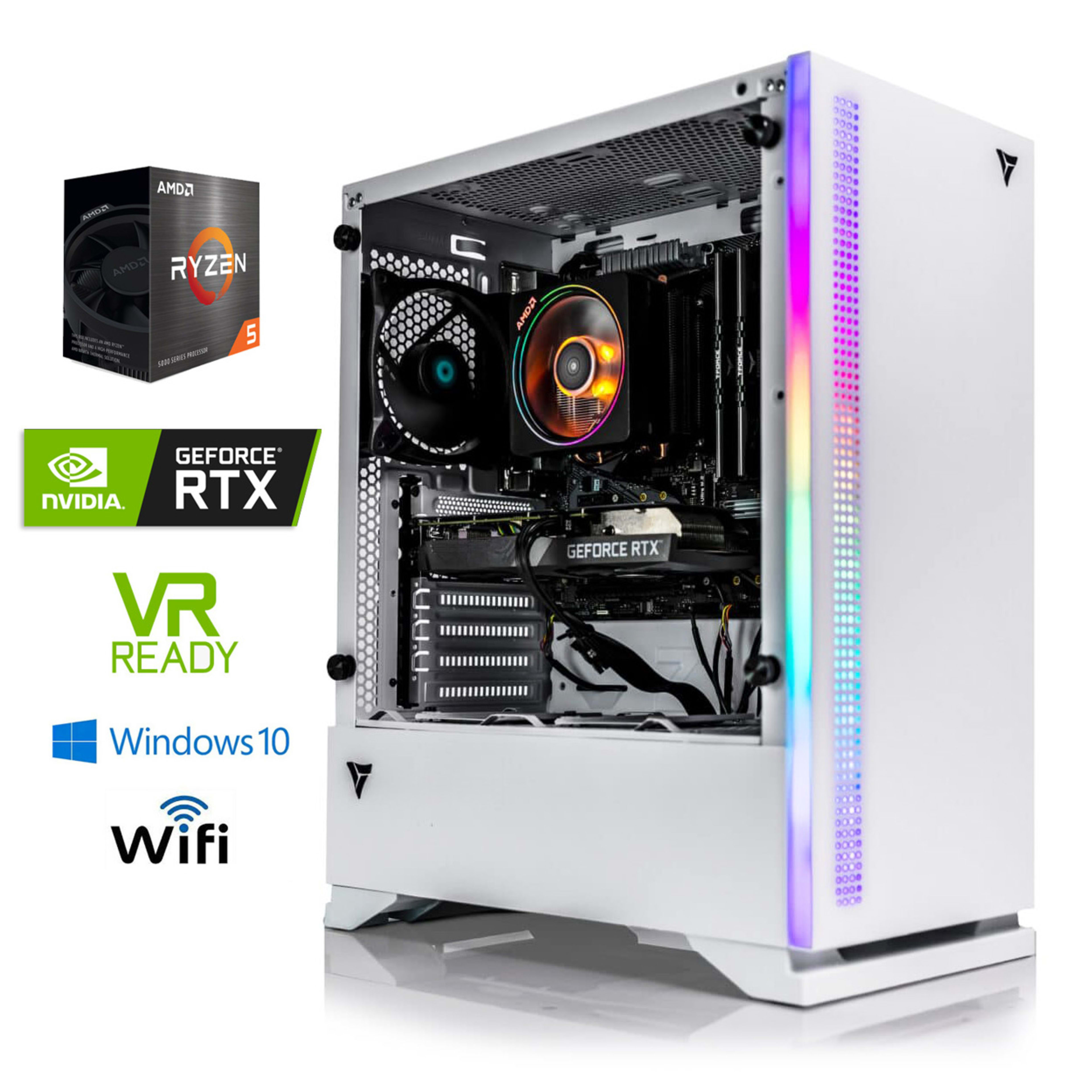 👑 Max Performance Gaming PC - AMD Ryzen 5 5500, RTX 3060, 32GB DDR-4, 1TB NVME M.2 SSD, WIFI, WIN10