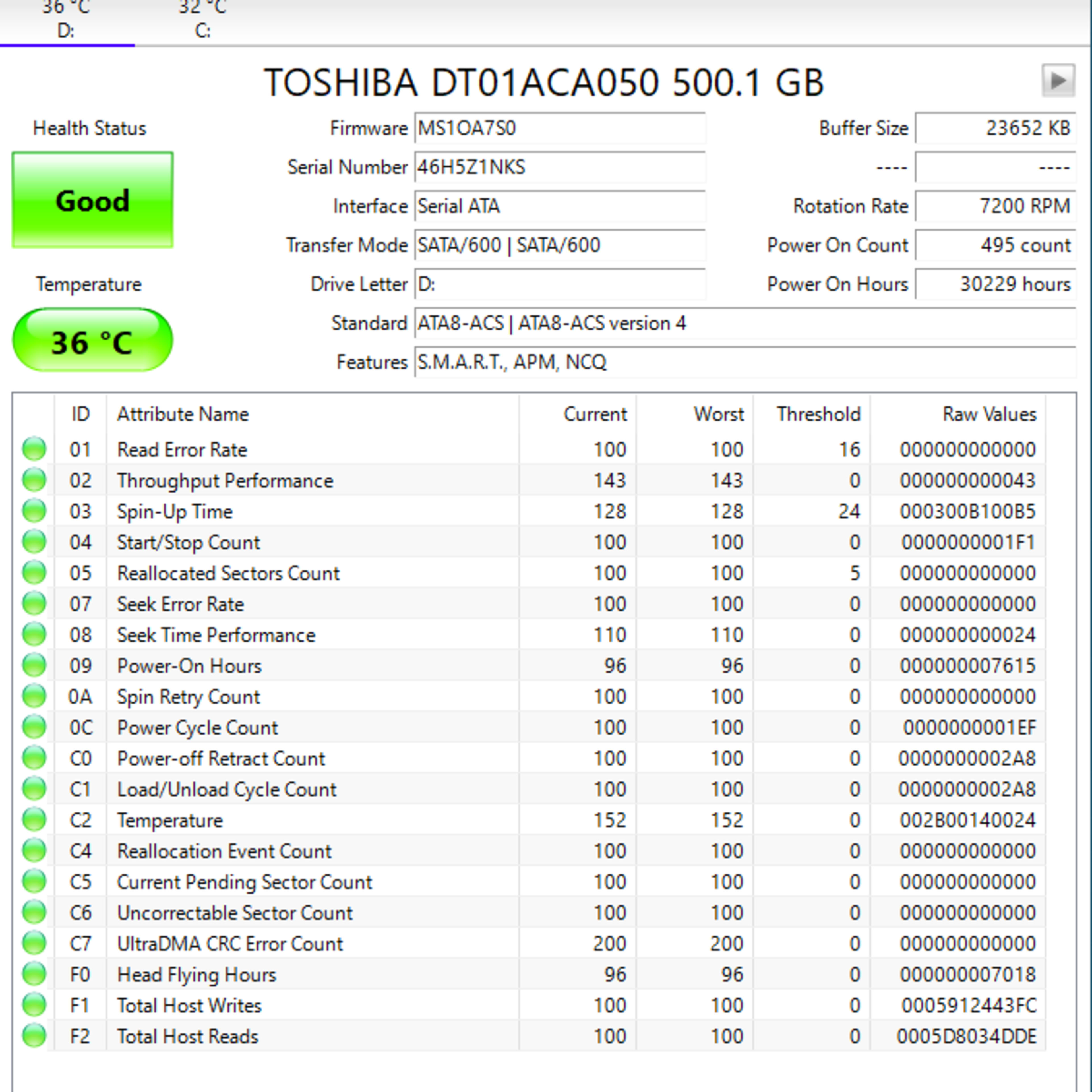 500GB Toshiba 7,200RPM Internal 3.5" Hard Drive