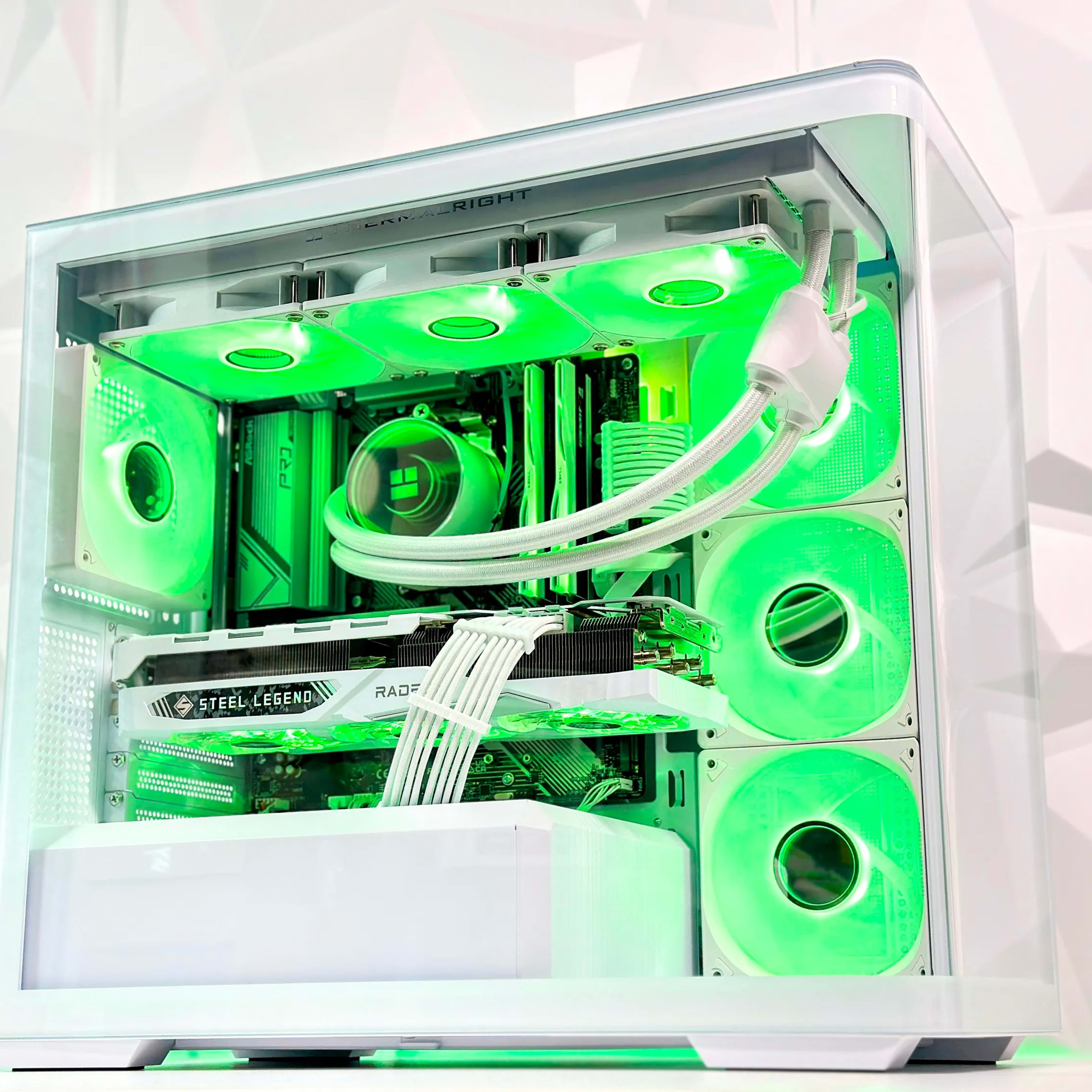 🤍👁️‍🗨️Liquid Cooled Gaming PC◊AMD RX 7800 XT 16GB◊AMD Ryzen 5 7500F◊32GB DDR5◊1TB SSD