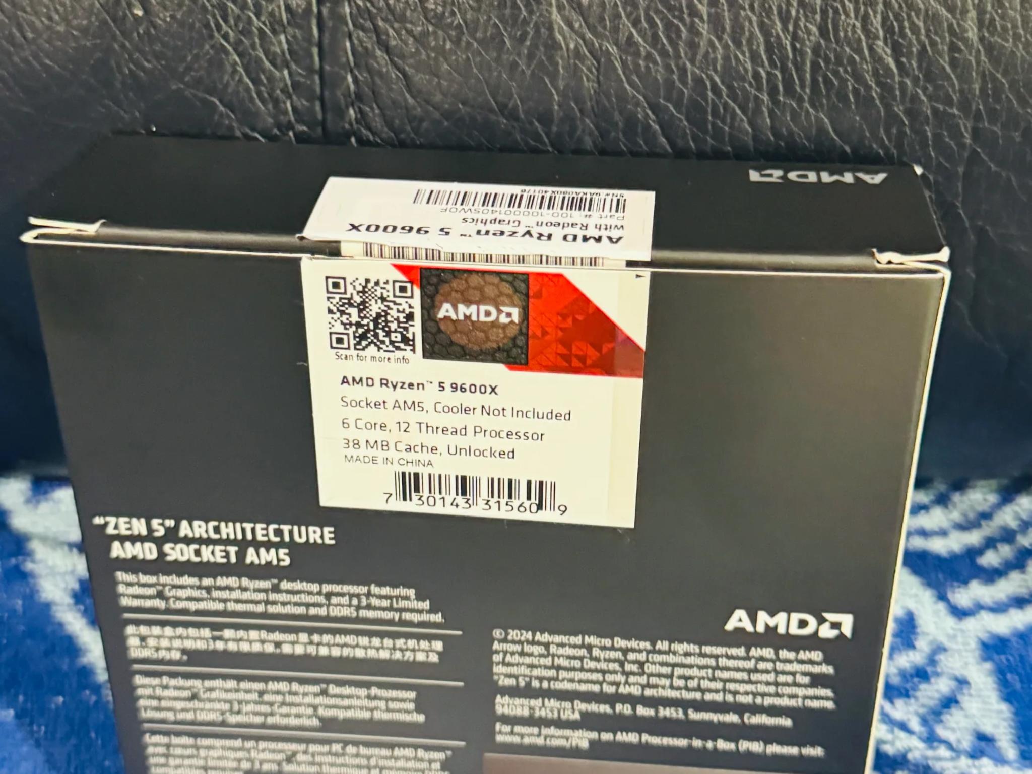 Ryzen 5 9600X AM5 CPU-Like New/Used only for 6 weeks