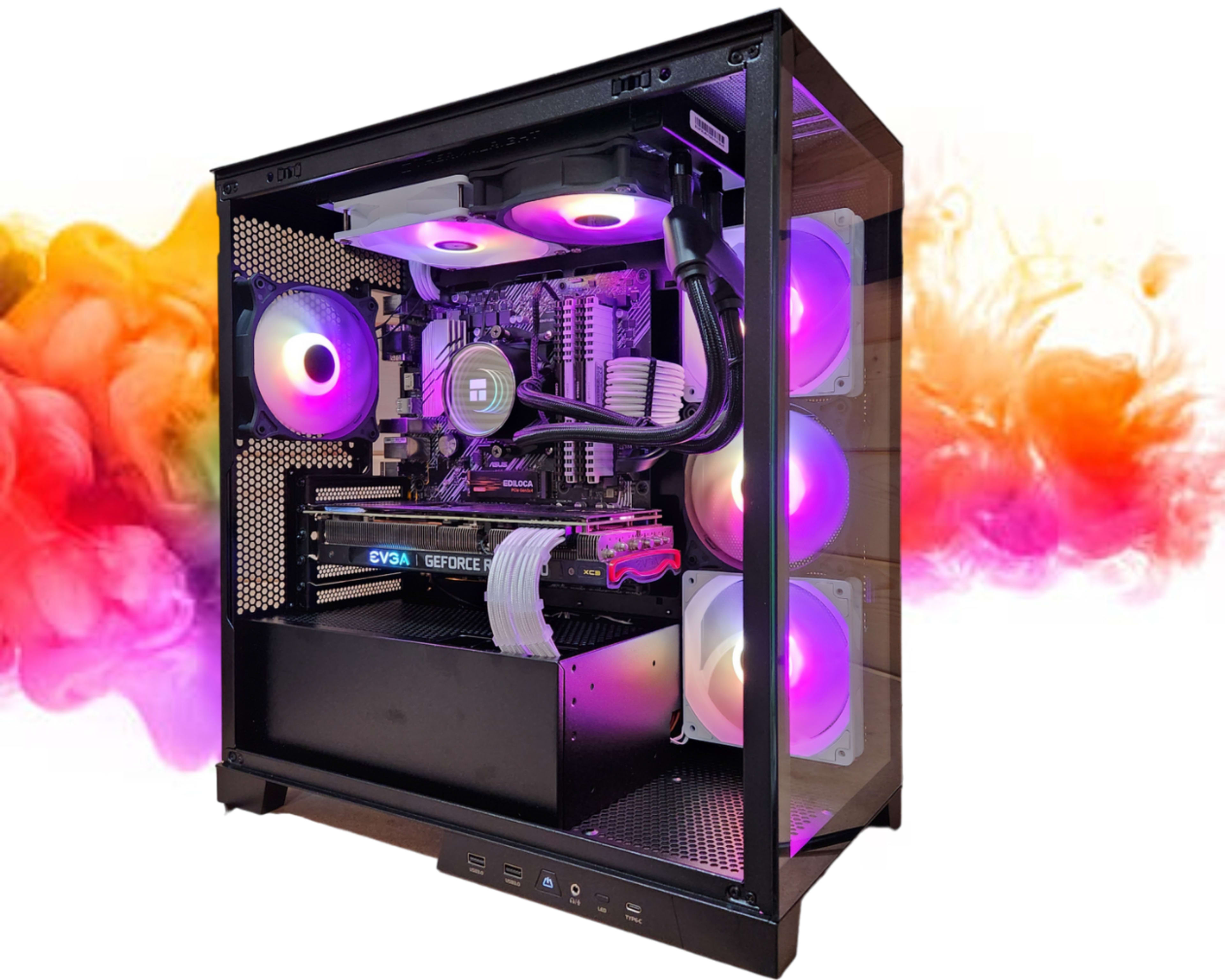 SALE: RTX 3080 + Ryzen 5600G + 32GB RAM + 1TB SSD + 6 Fans + Full RGB ( Black and White Gaming PC )