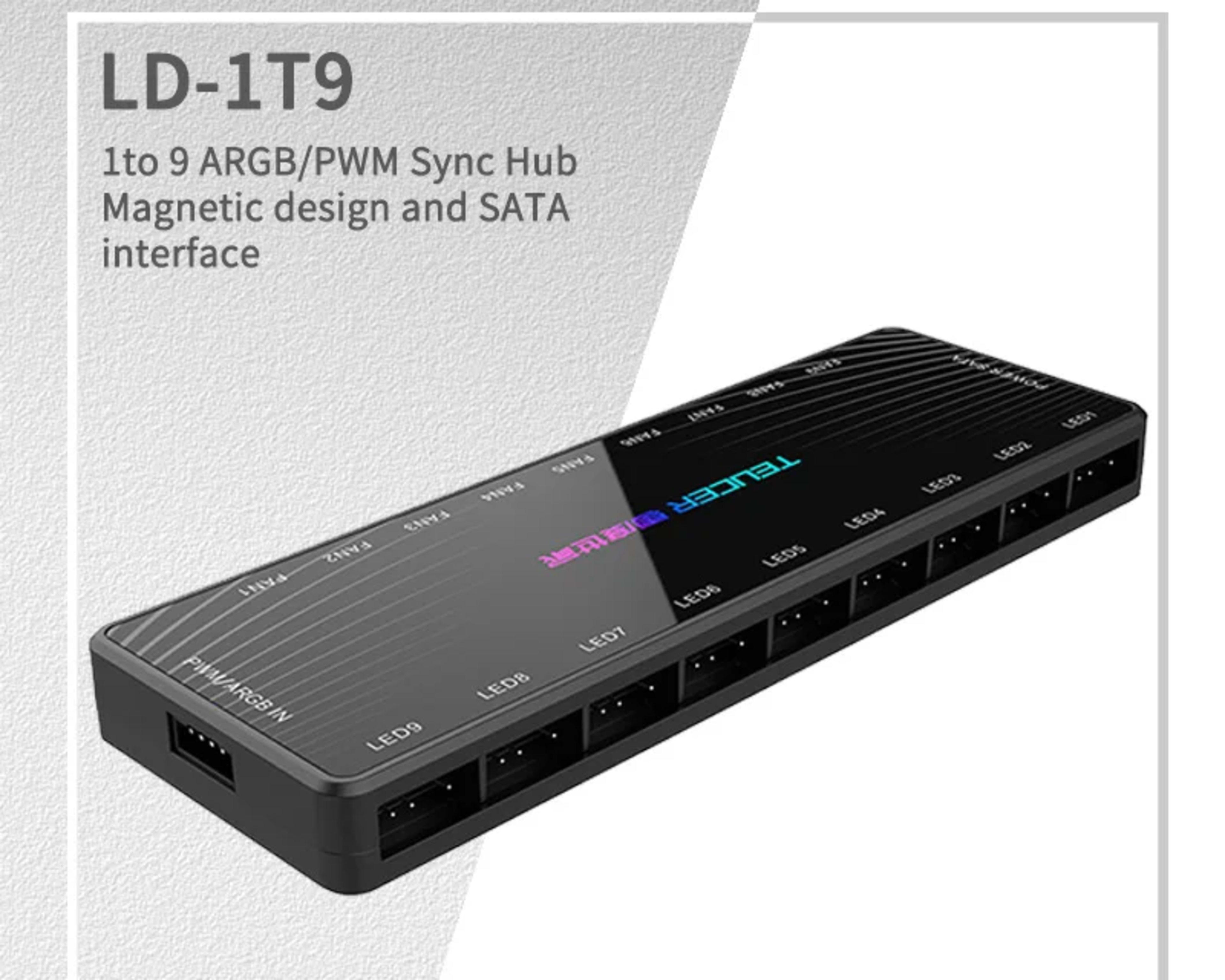 9 Port PWM & ARGB Fan Hub 4 Pin PWM 3 Pin Addressable ARGB Adapter