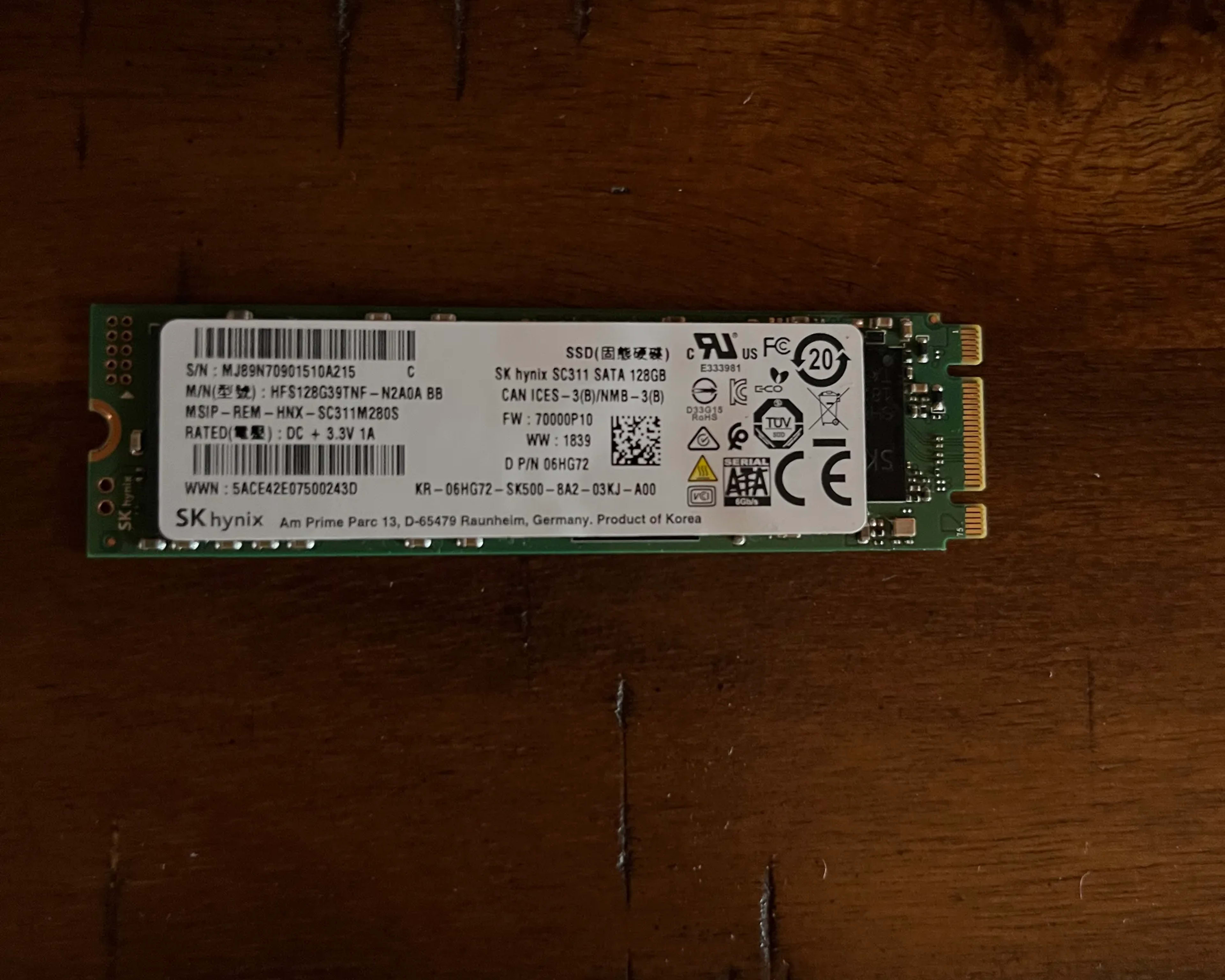 SX Hynix 128 GB SATA M.2 SSD (Taken from Old Laptop WORKING!)