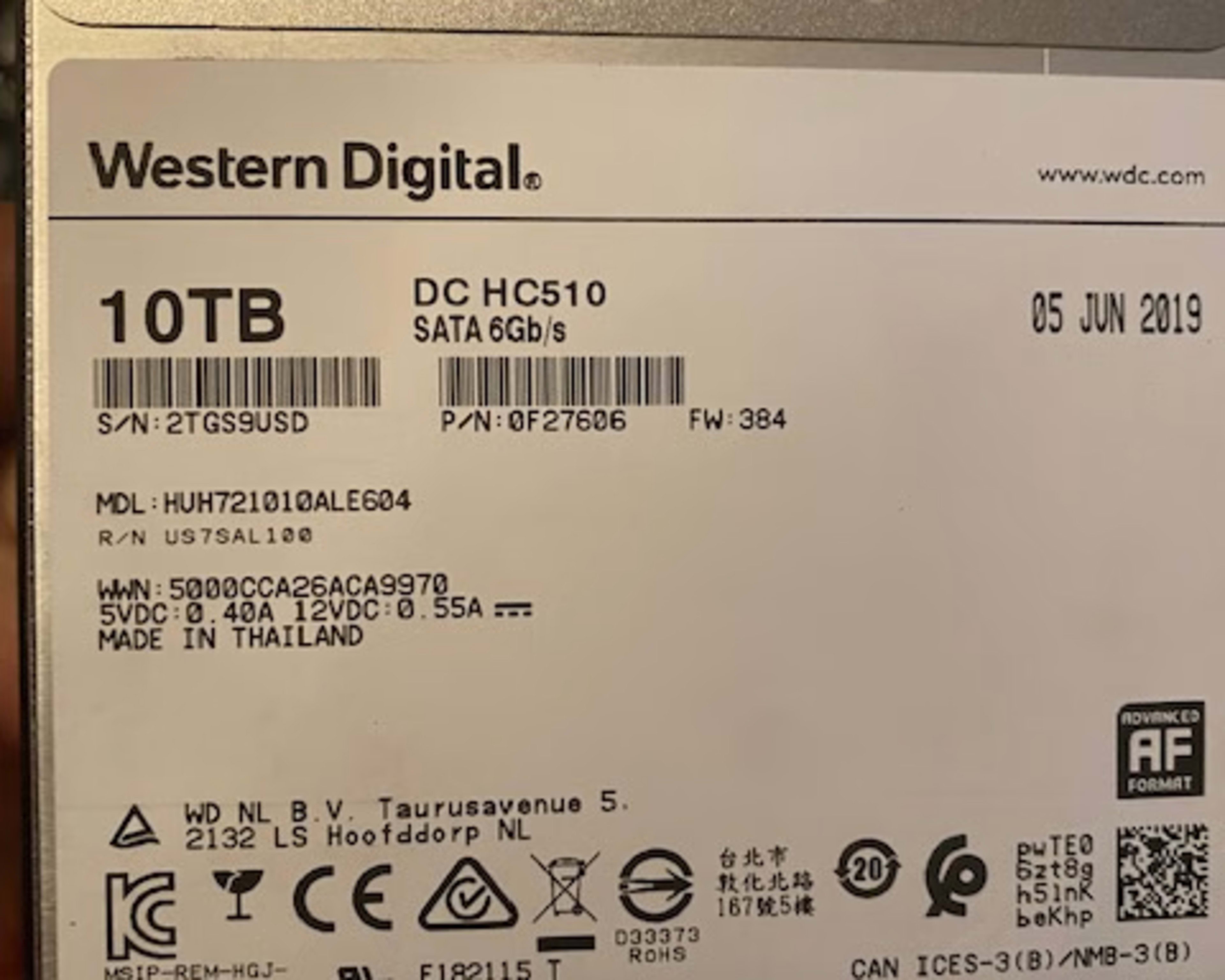 Western Digital 10TB Ultrastar DC HC510