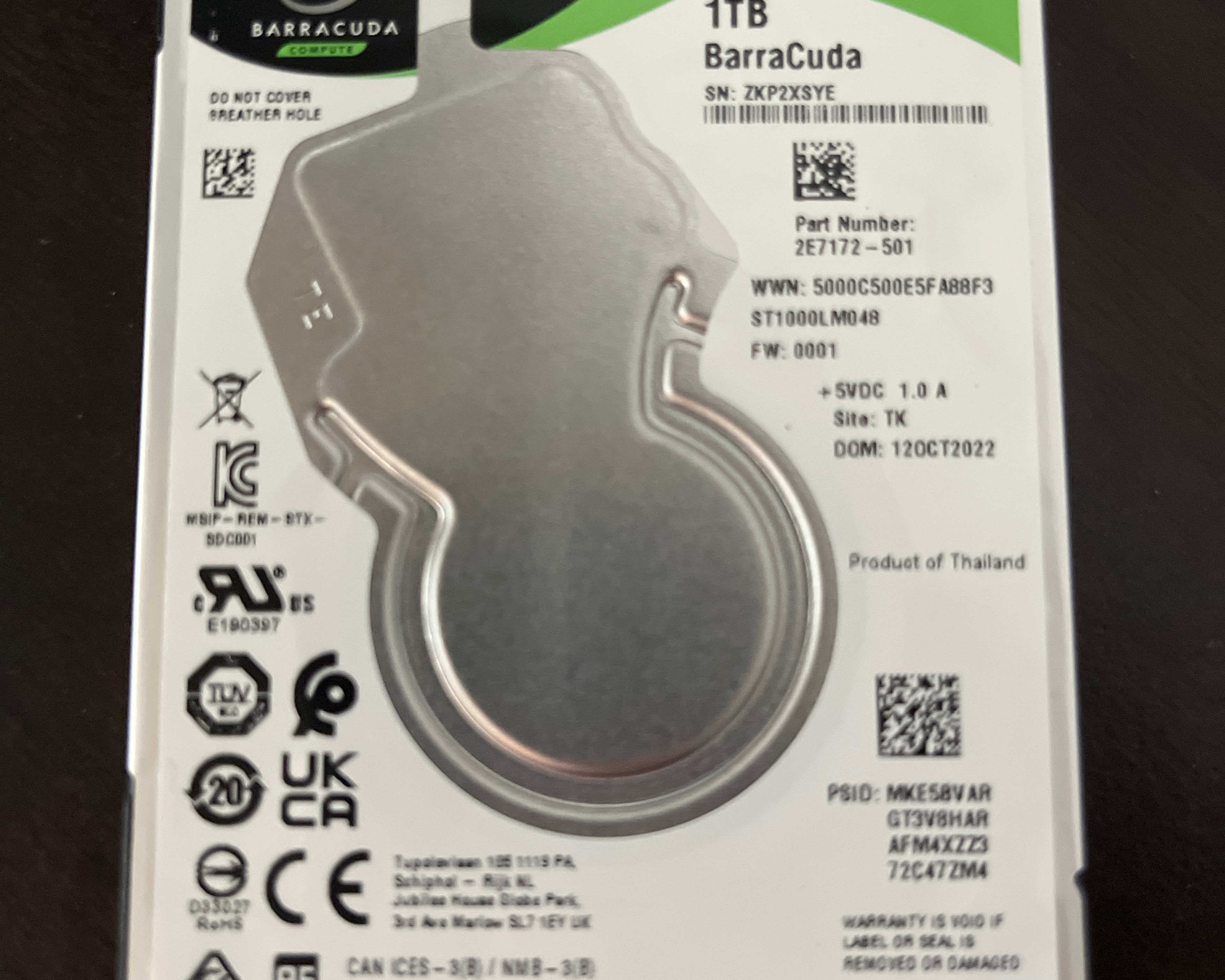 (Used) 1 tb seagate ssd. 2.5 Sata