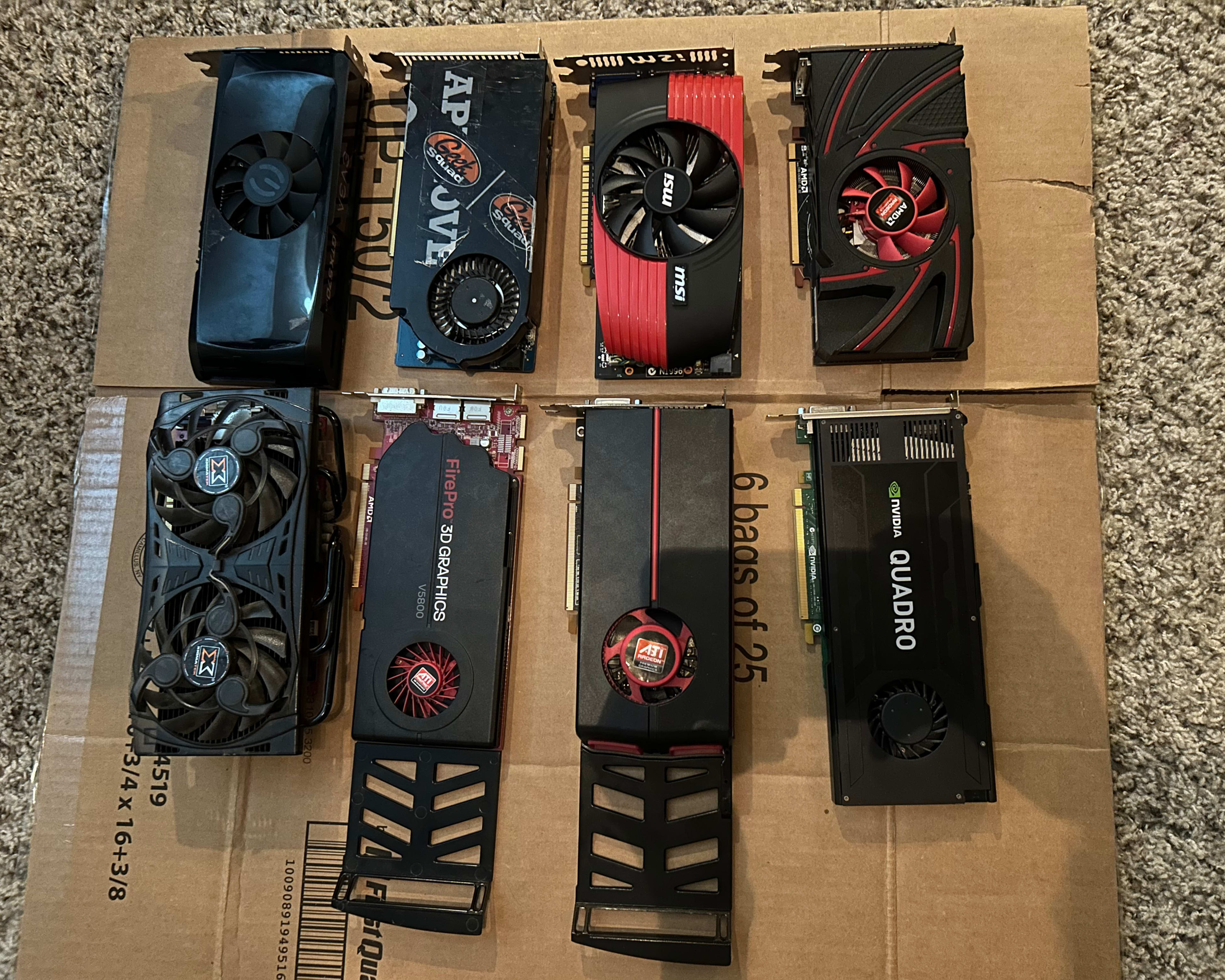 Lot of 10 Graphics Cards-Untested-Selling as is
