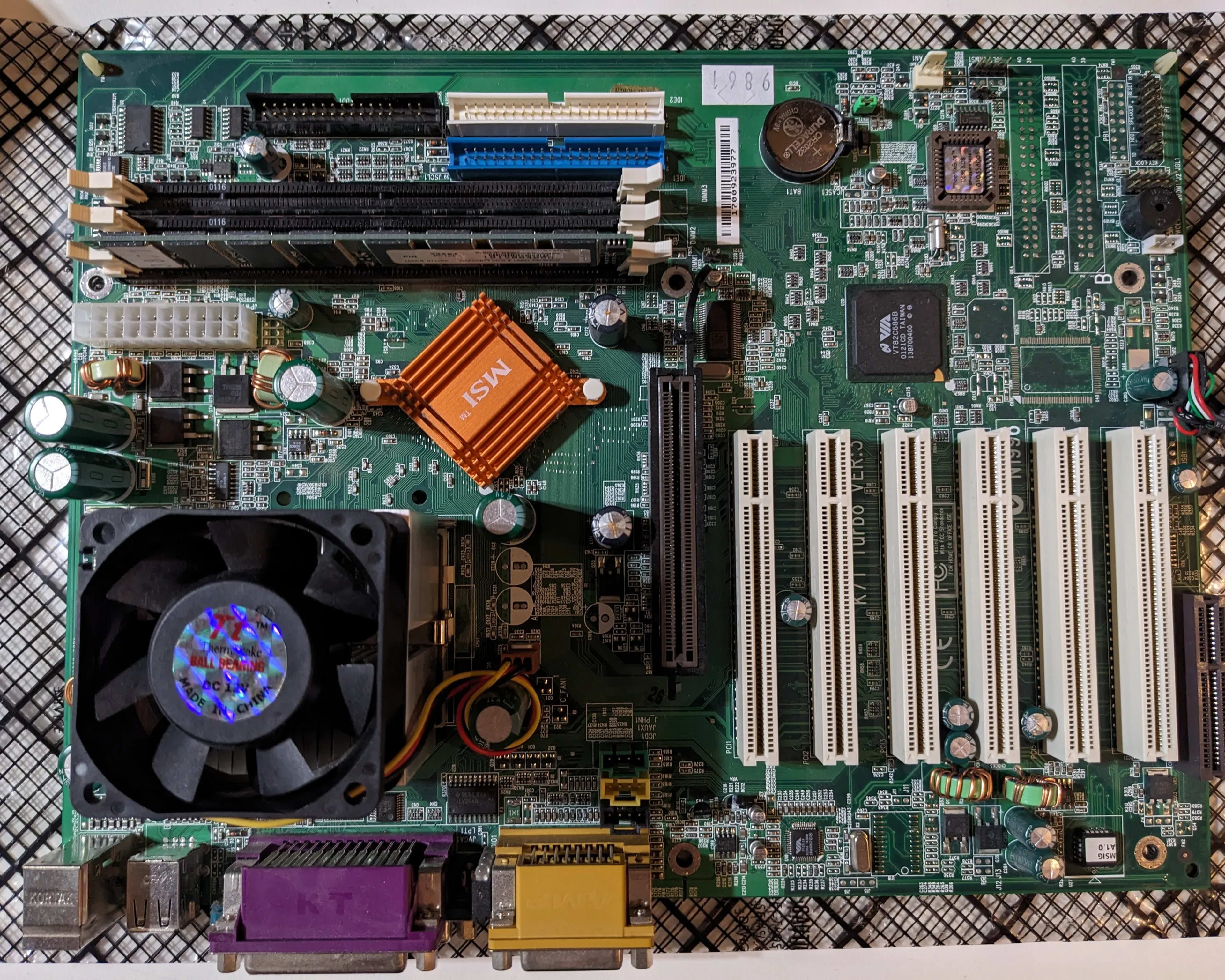 Retro Combo: MSI K7T v3 Turbo Motherboard +Athlon 1.20GHz CPU + 256MB RAM -Tested- boots to Win95