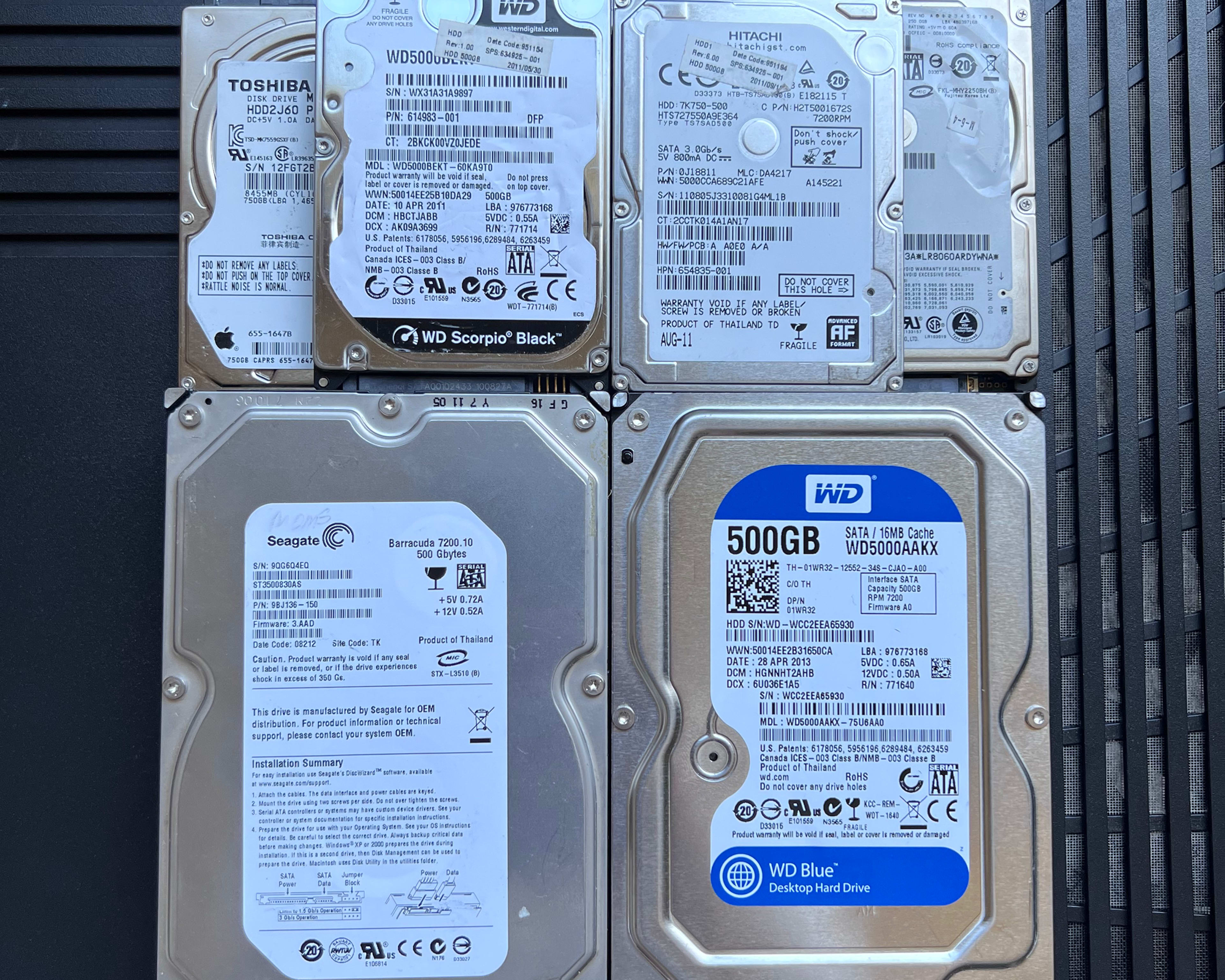 250GB - 500GB - 750GB HDD storages available