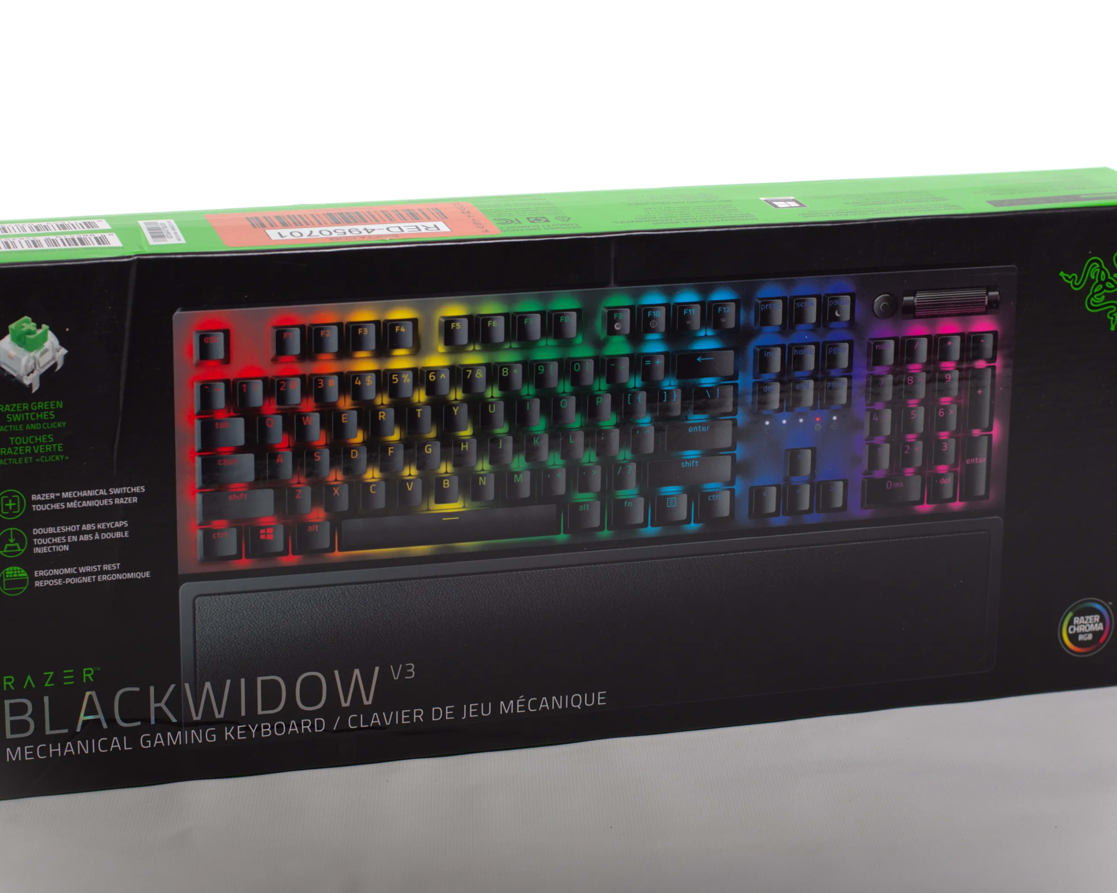 Razer BlackWidow V3 Mechanical Gaming Keyboard - Green Switches - Tactile & Clicky - NEW