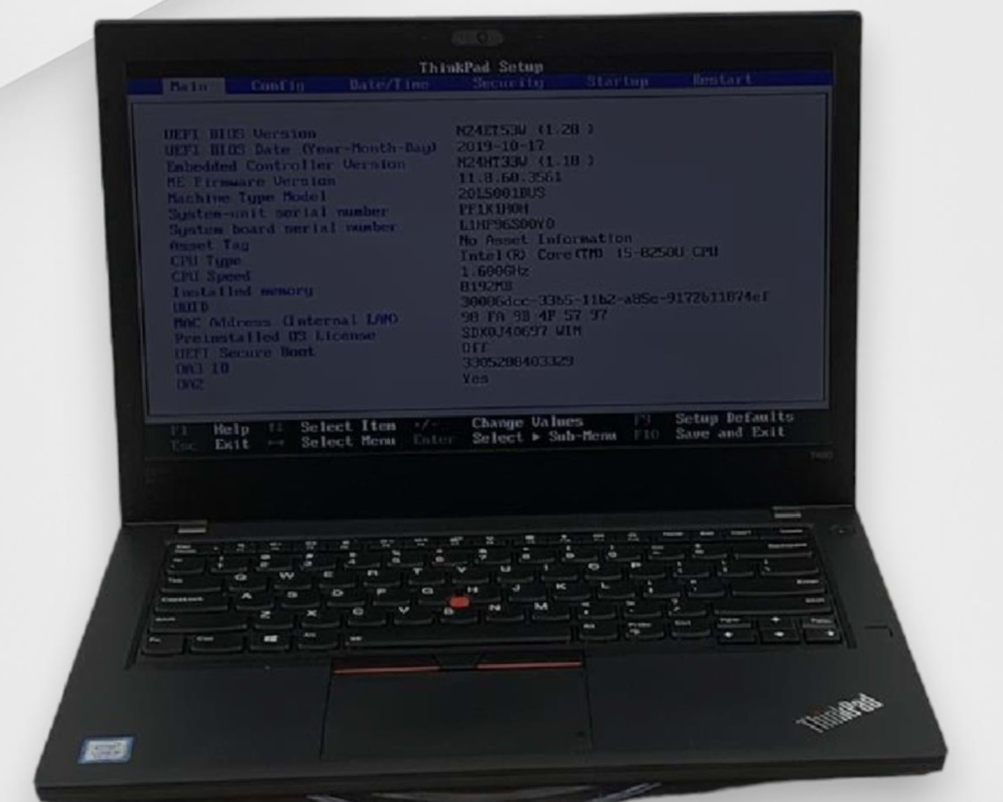 LENOVO THINKPAD T480 Intel Core i5-8350U 1.90GHz 16GB RAM 256GB SSD