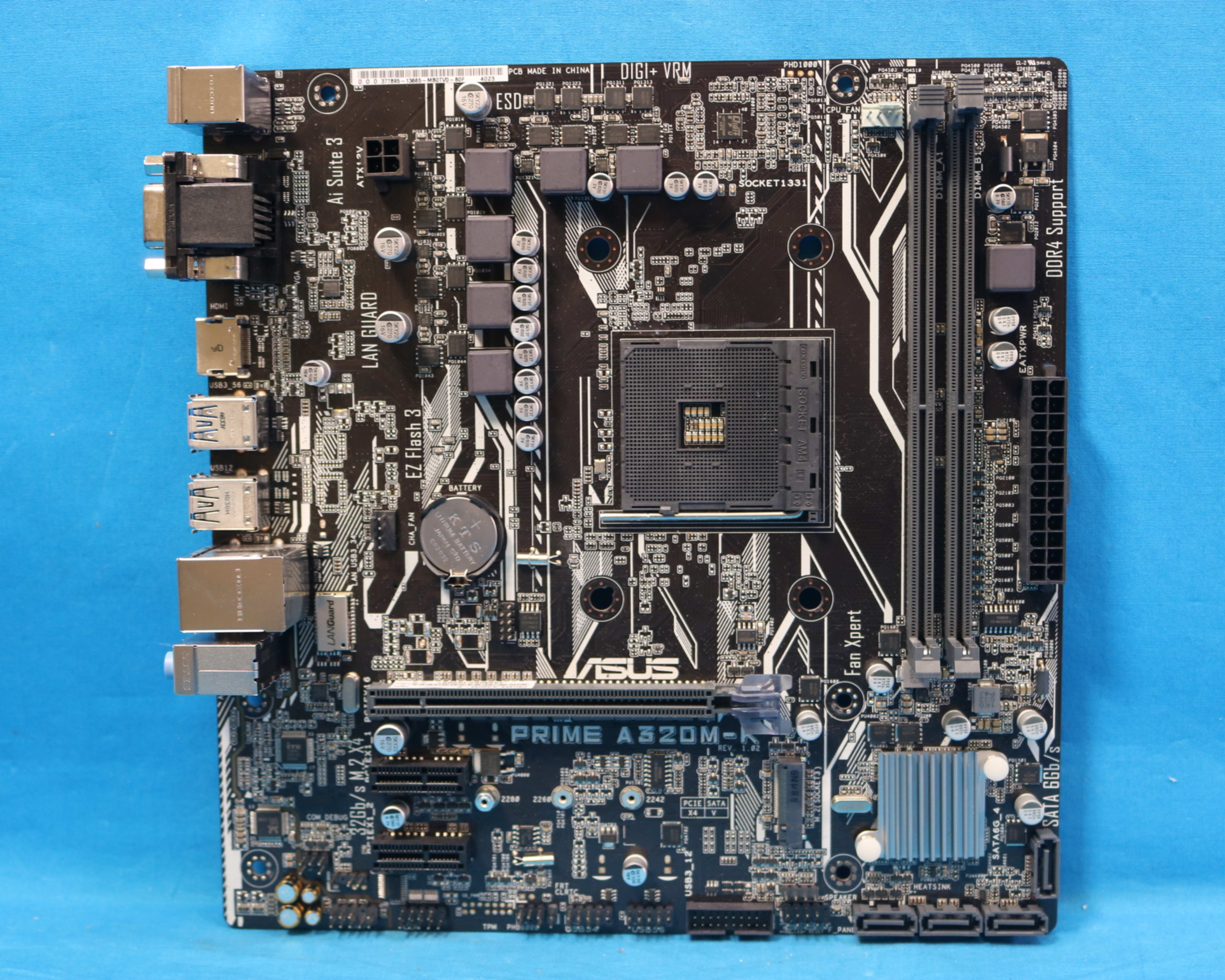 *Newest BIOS* ASUS Prime A320M-K AMD Socket AM4 DDR4 MicroATX Desktop Motherboard No I/O Shield