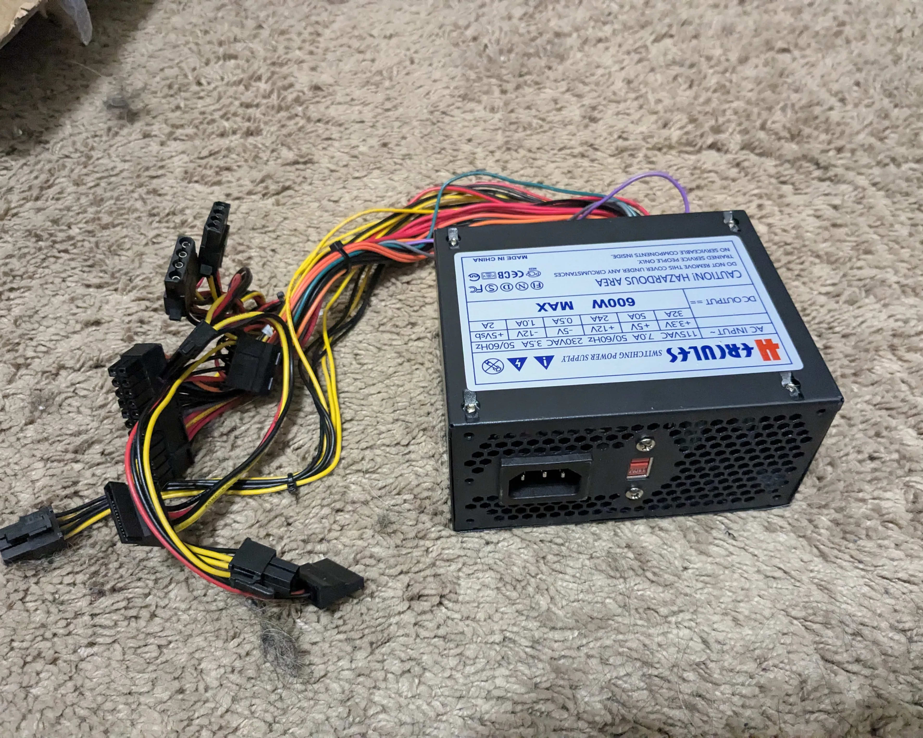 Hercules 600W MATX Micro ATX Power Supply PSU