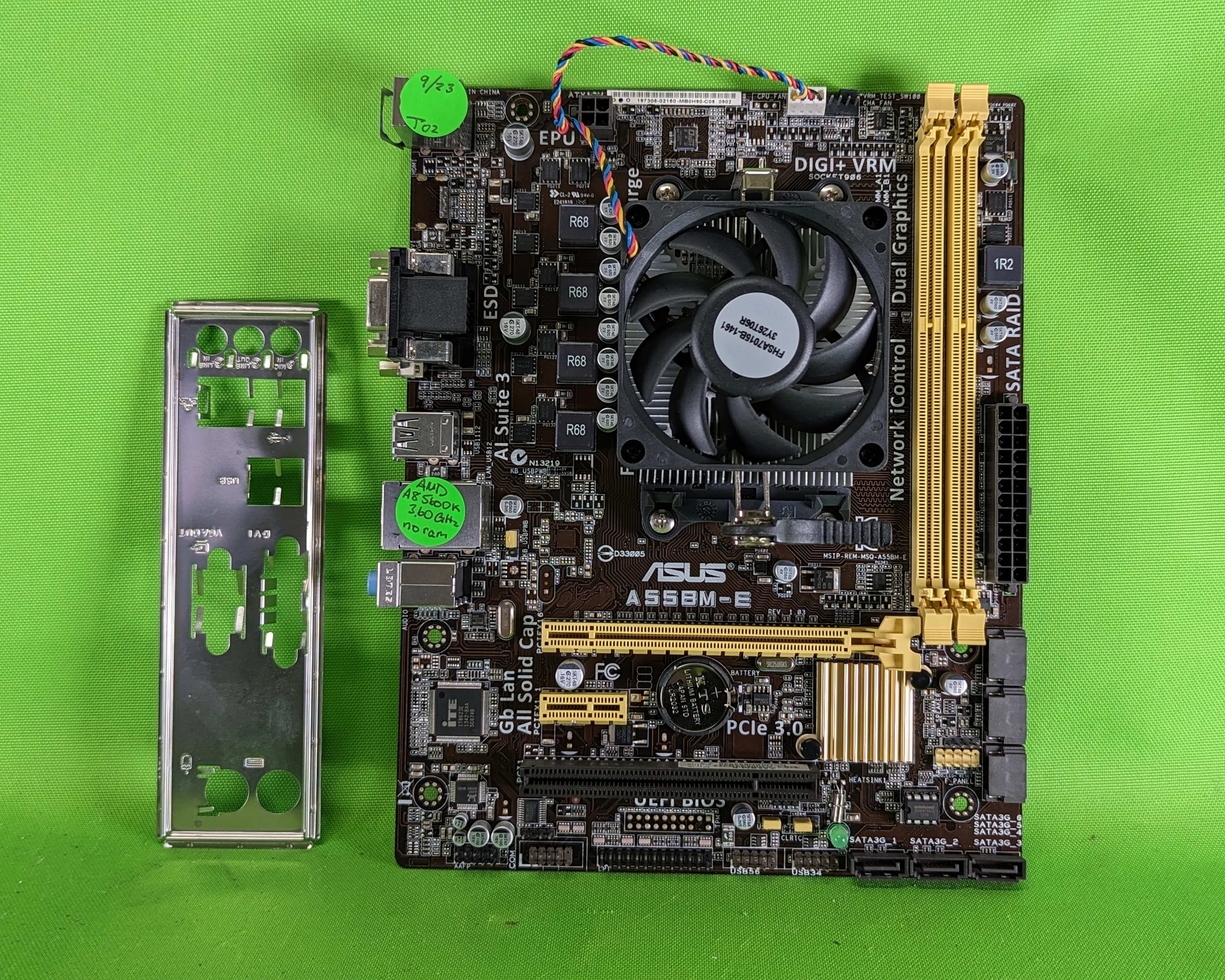 A8-5600K + Asus A55BM-E Motherboard + CPU Cooler + IO shield Combo