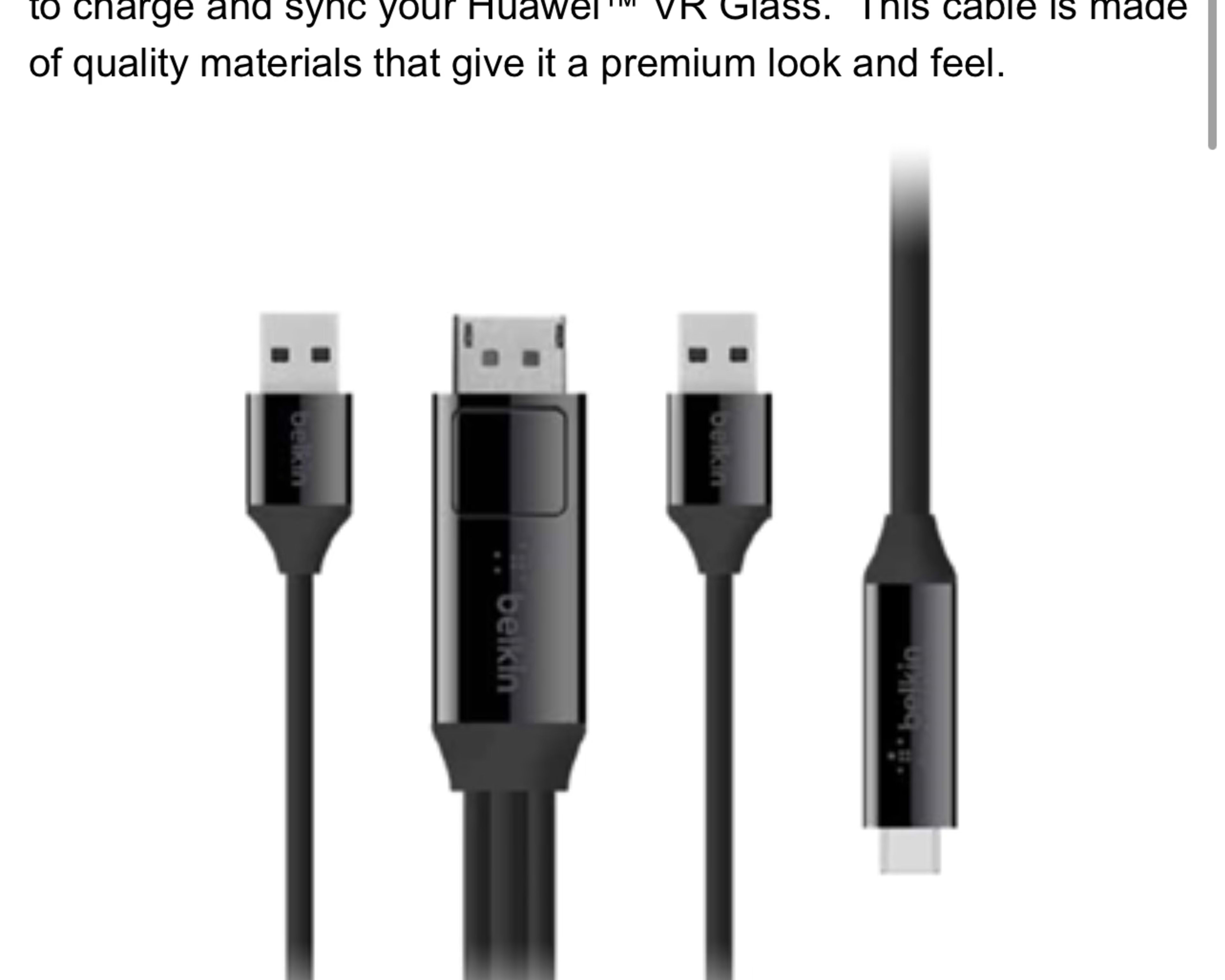 Belkin Charge and Sync Cable for USB-C monitor or VR