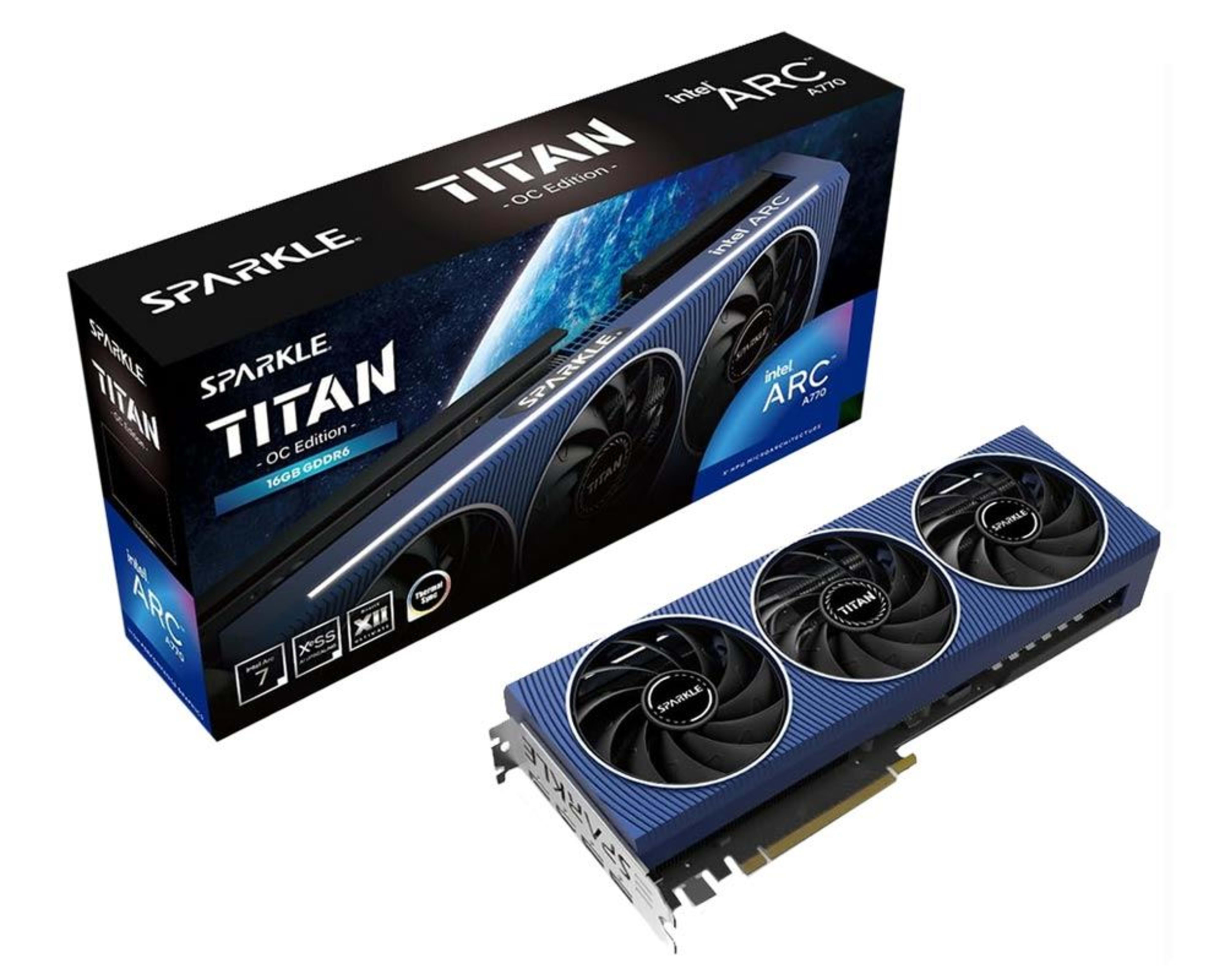 Sparkle Intel Arc A770 Titan Overclocked Triple Fan 16GB GDDR6 PCIe 4.0 Graphics Card