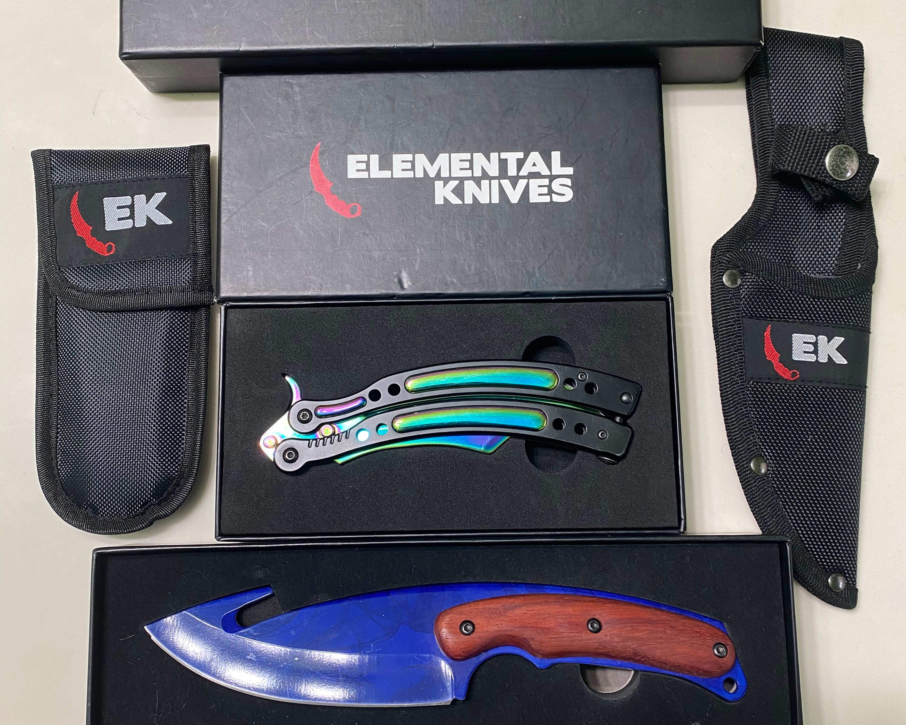 Elemental Knives - Fade Butterfly Knife/Sapphire Gut Knife - RARE CSGO Replicas
