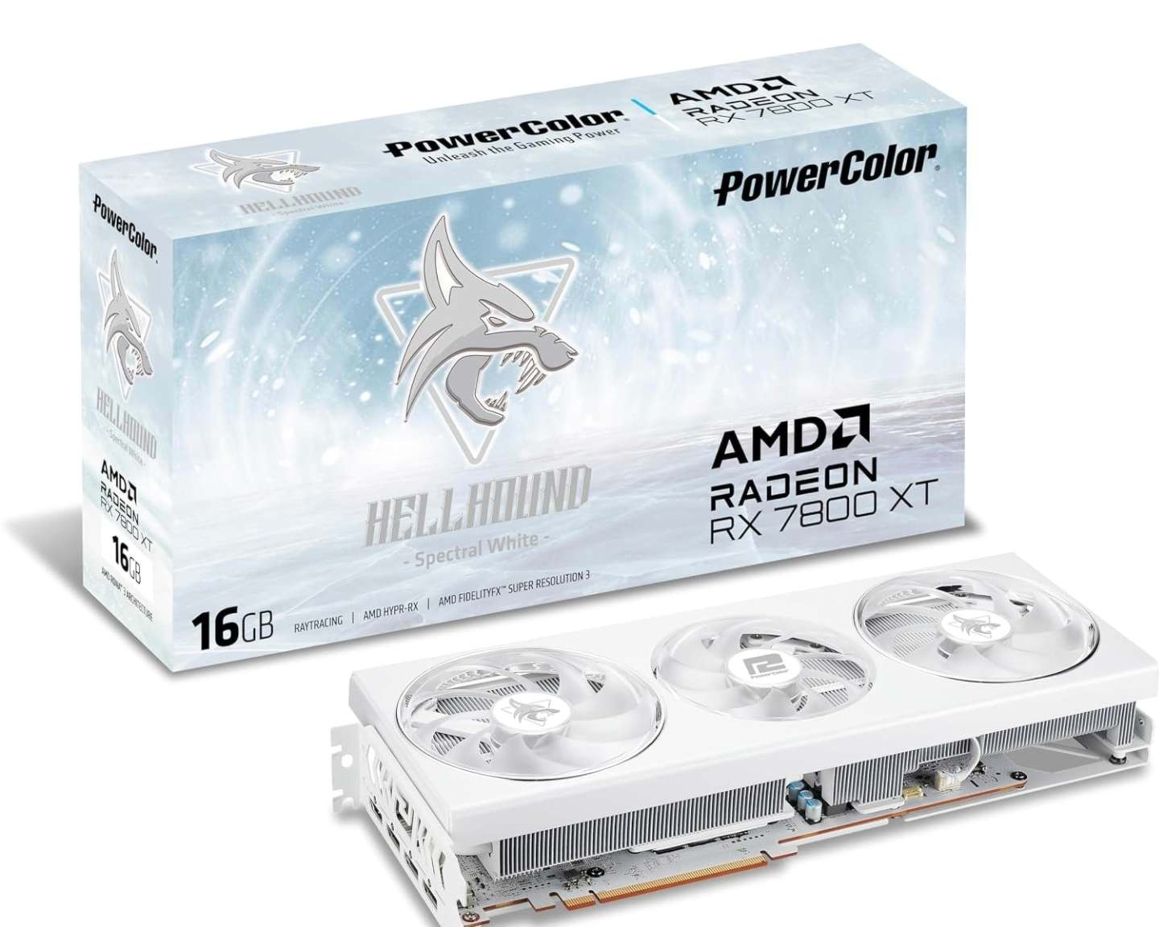 AMD Radeon RX 7800 XT 16GB PowerColor Hellhound Spectral White Graphics Card GPU GDDR6 Tripple Fan