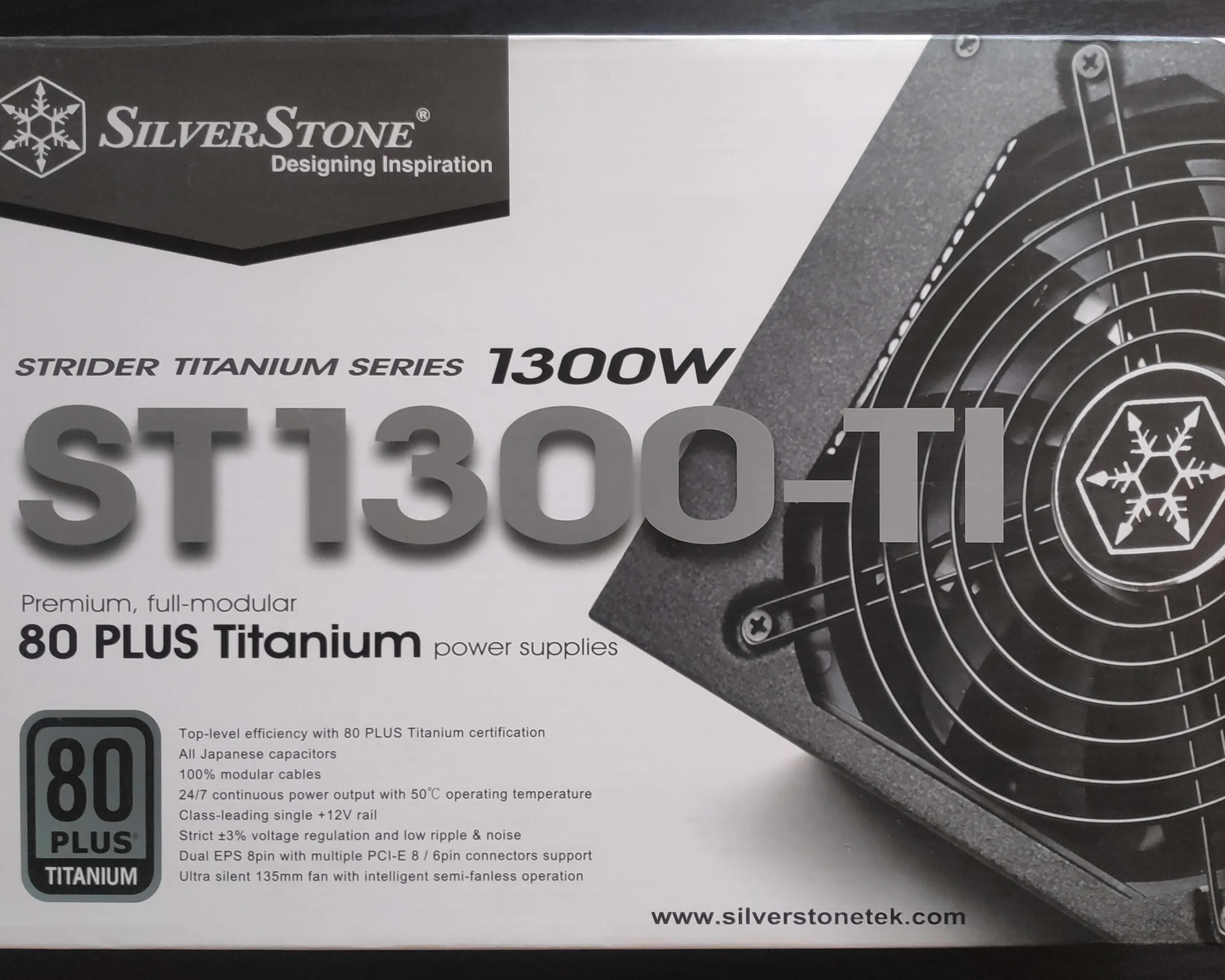 SilverStone ST1300-TI, 1300W, 80 Plus Titanium Certified Fully Modular Power Supply