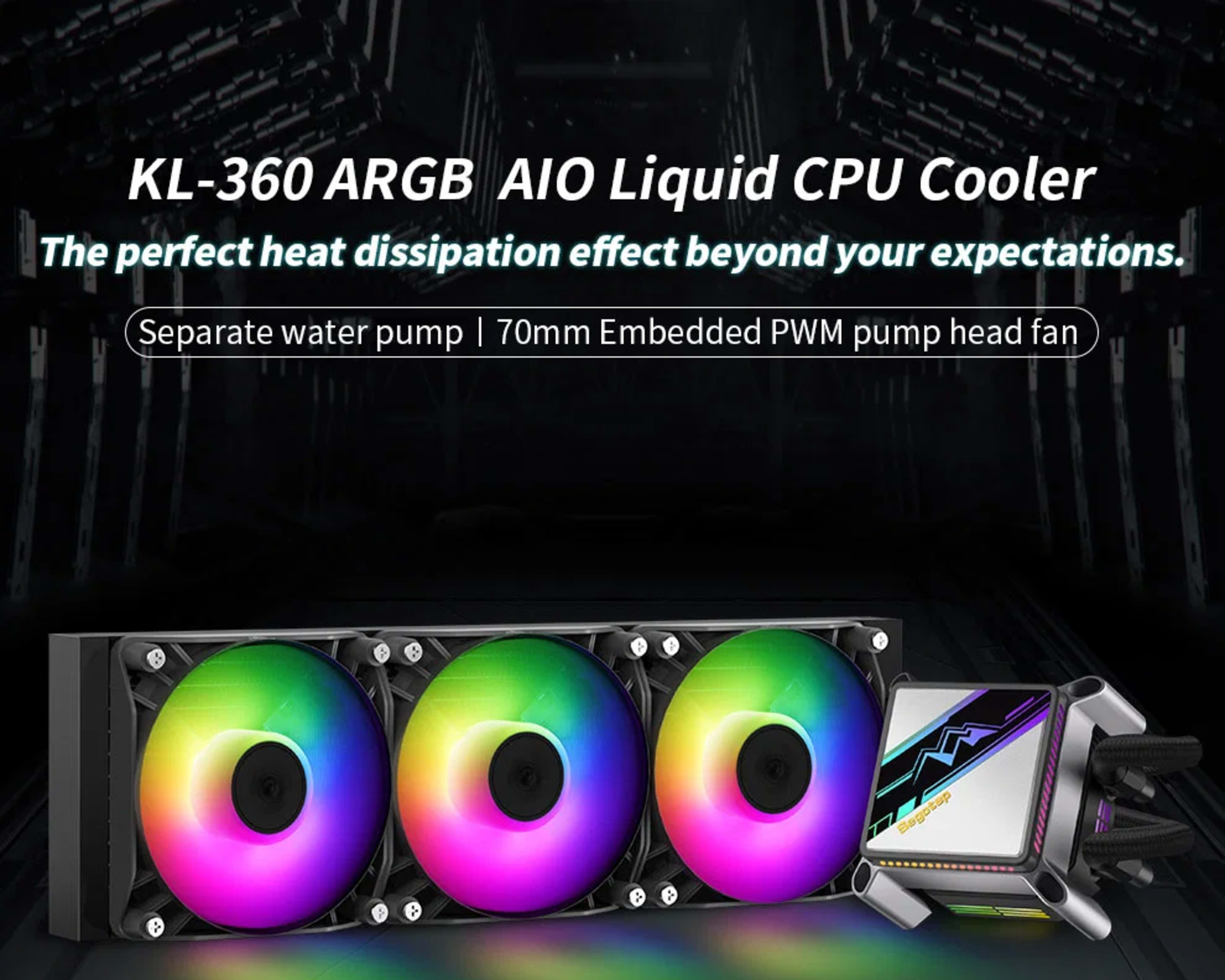SEGOTEP 🆒KL-360🆒 | BLACK 360mm ARGB AIO CPU Liquid Cooler | TDP: 320W | LGA 1700 & AM5 Ready
