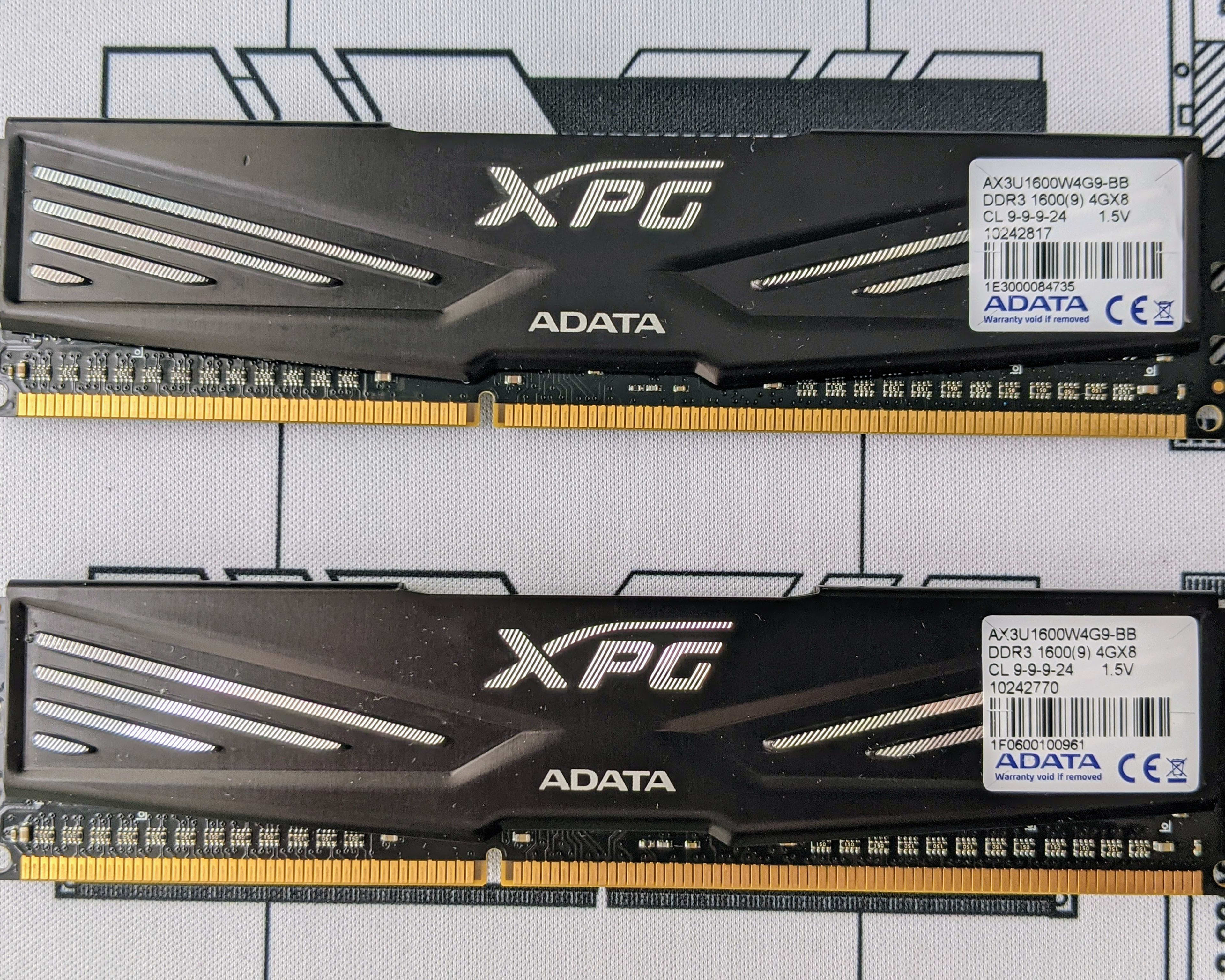 ADATA XPG 2x4gb DDR3 1600mhz CL9-9-9-24 @ 1.5v