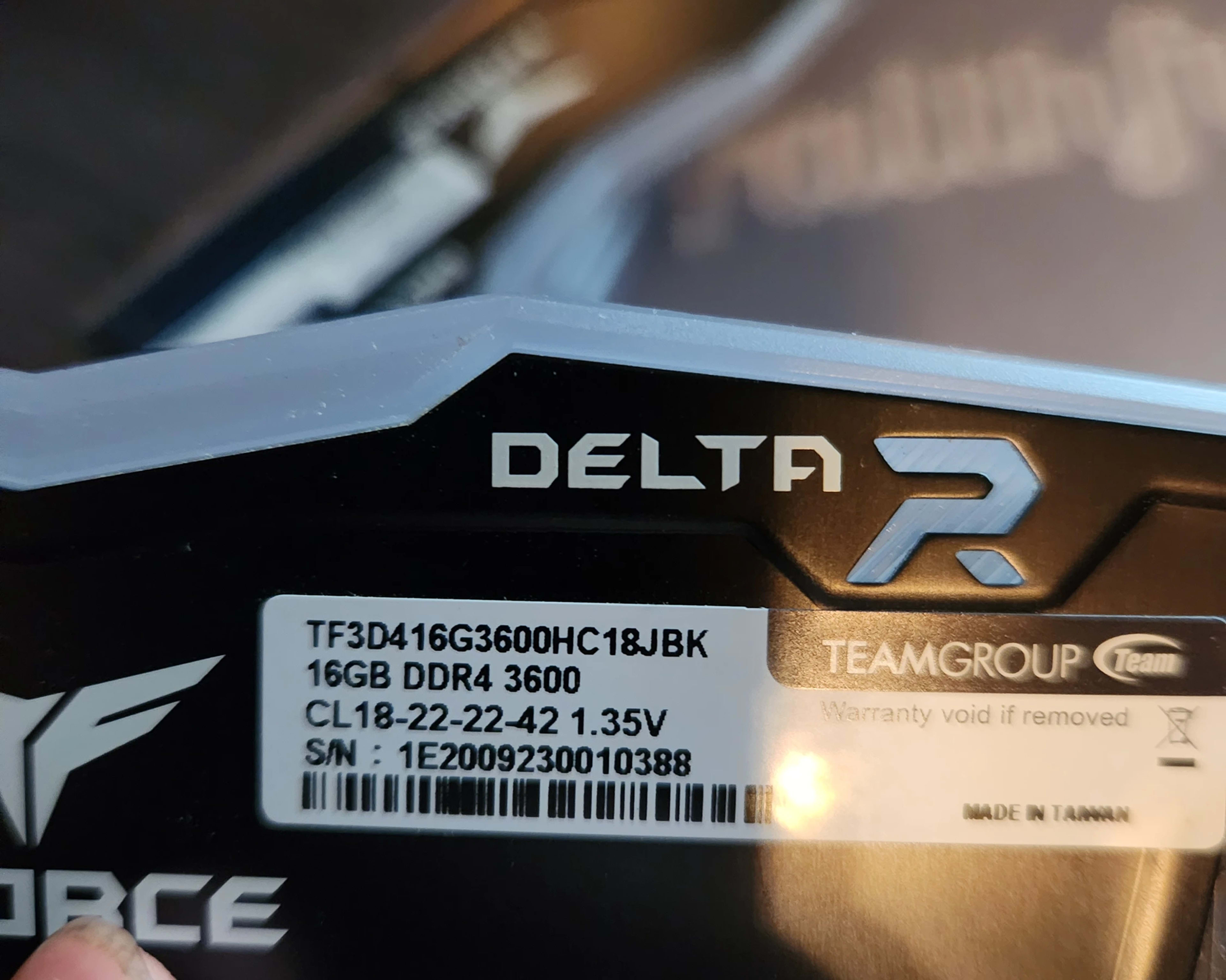 TEAMGROUP T-Force Delta RGB Memory 64GB (4x16) 3600, CL18.