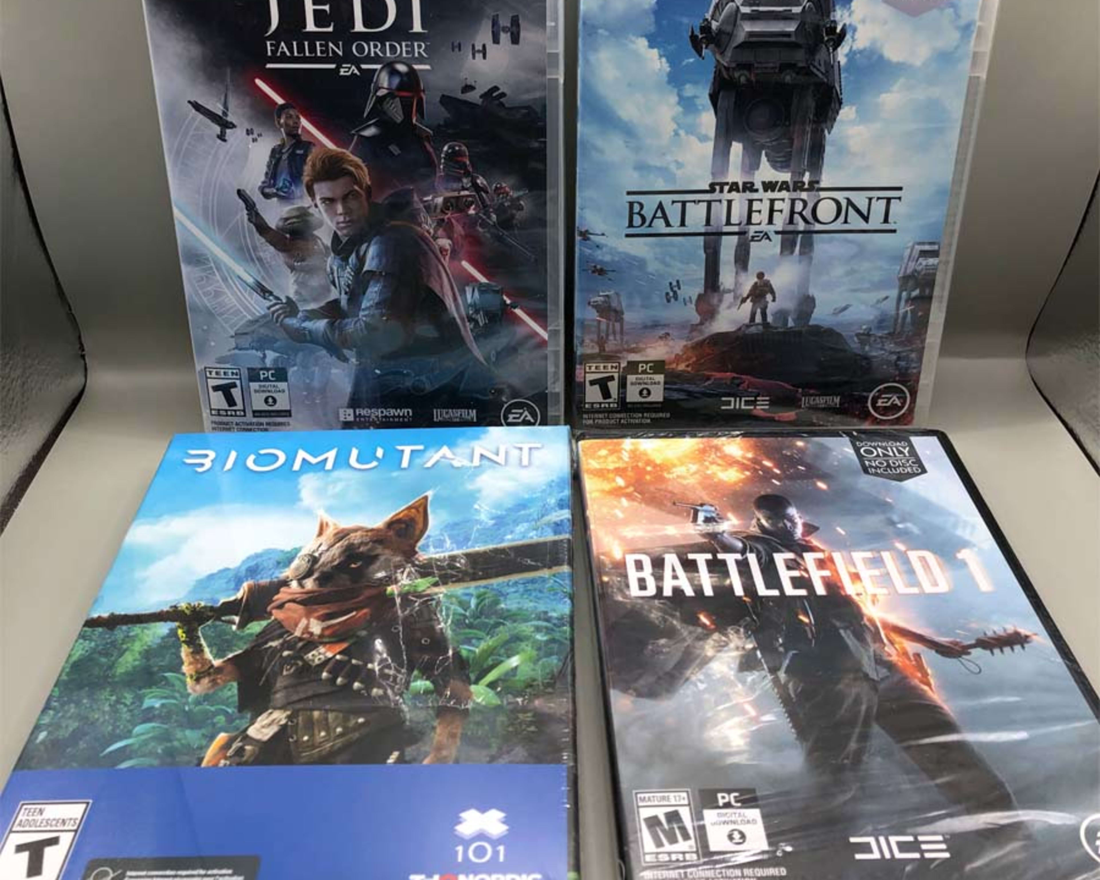 Star Wars PC games LOT & More , Fallen Order | Battlefront | Battlefield 1 | Biomutant