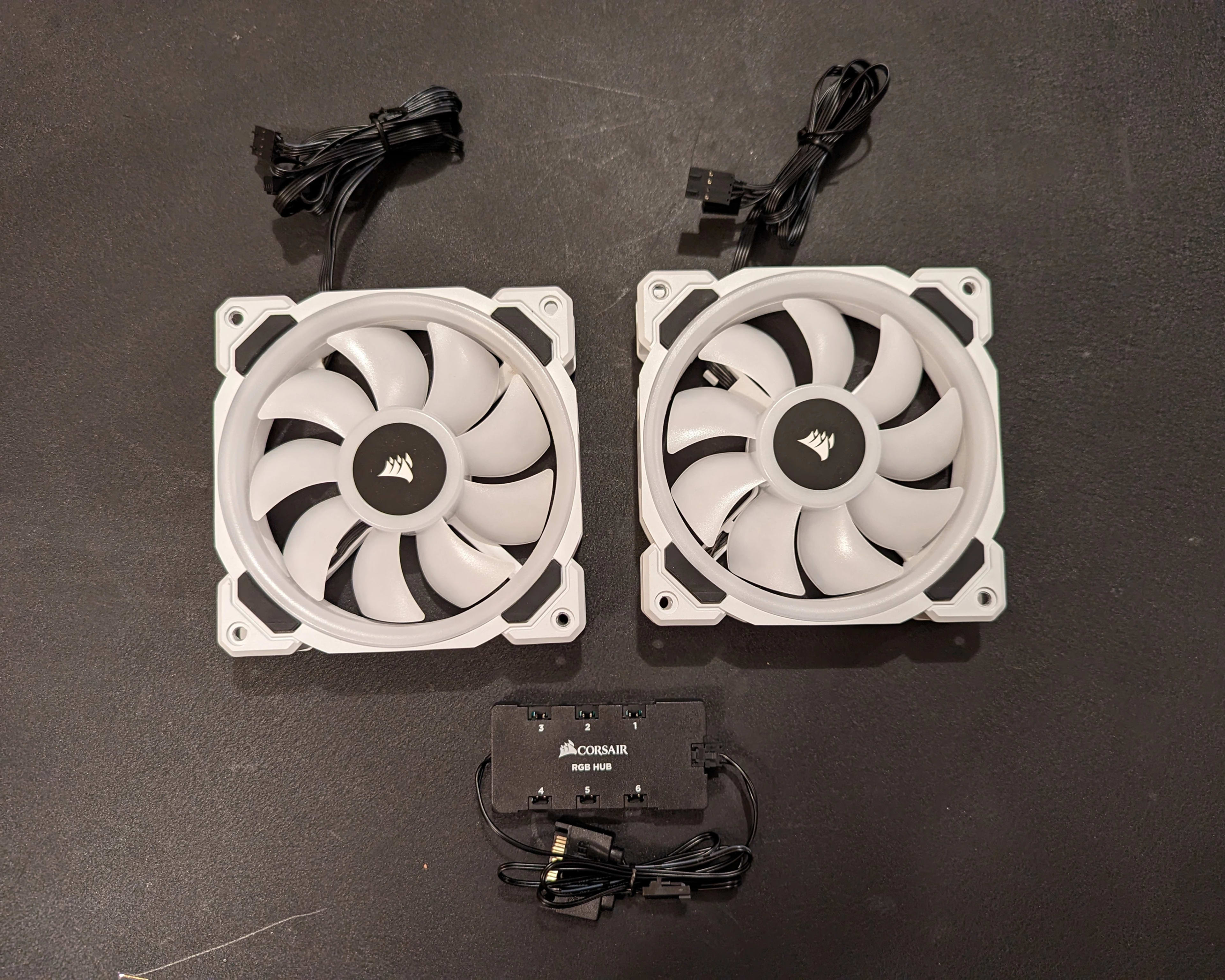 2 x Corsair LL120 RGB 120mm White RGB LED PWM Fans