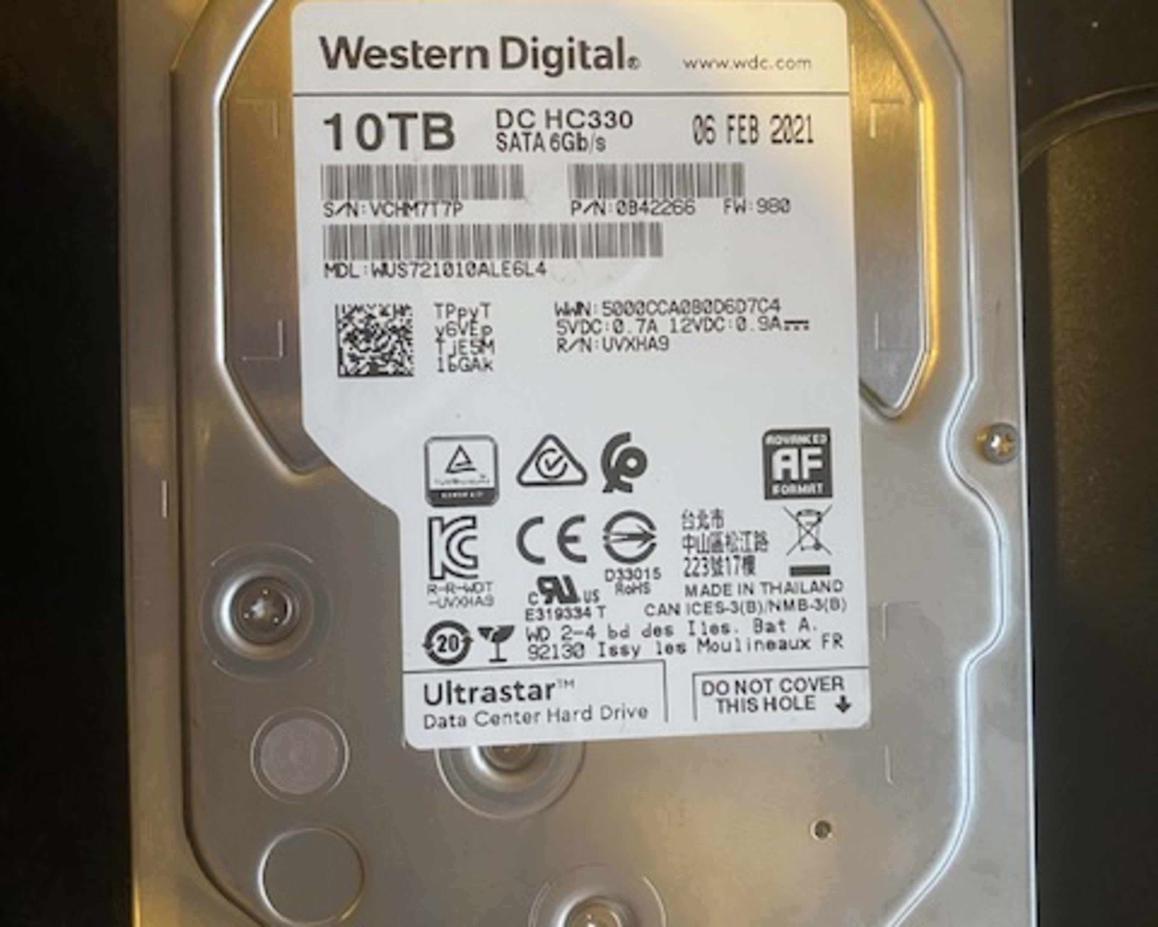 WD WUS721010ALE6L4 Ultrastar DC HC330 0B42266 10TB