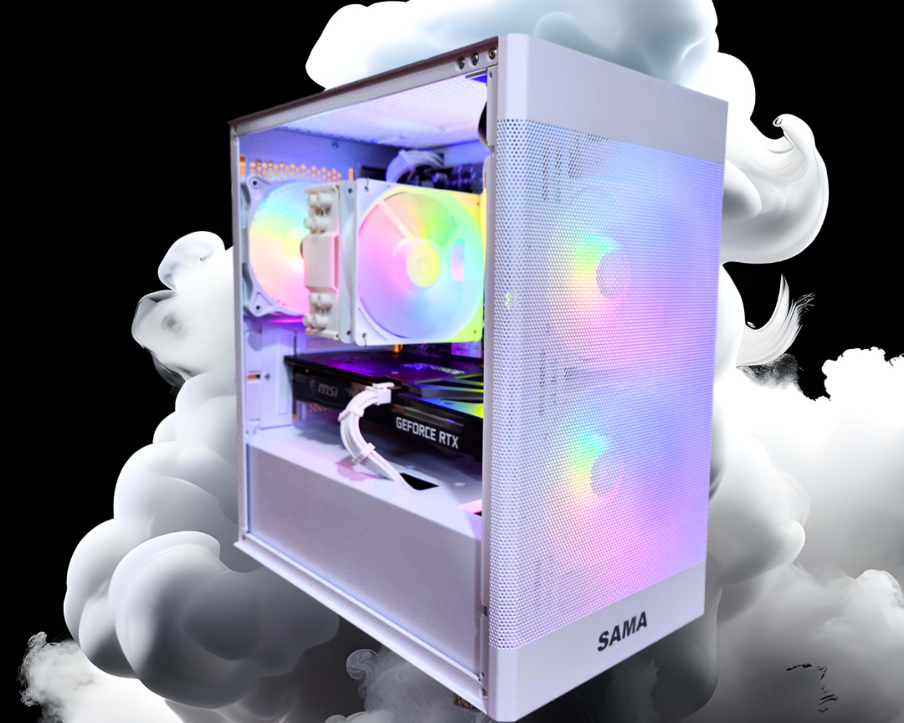 🧊Polar❄️: RTX 3060 TI + Ryzen 5 5500 + 32GB DDR4 Grey RAM + 1TB SSD + 4 Fans ( White RGB Gaming PC )