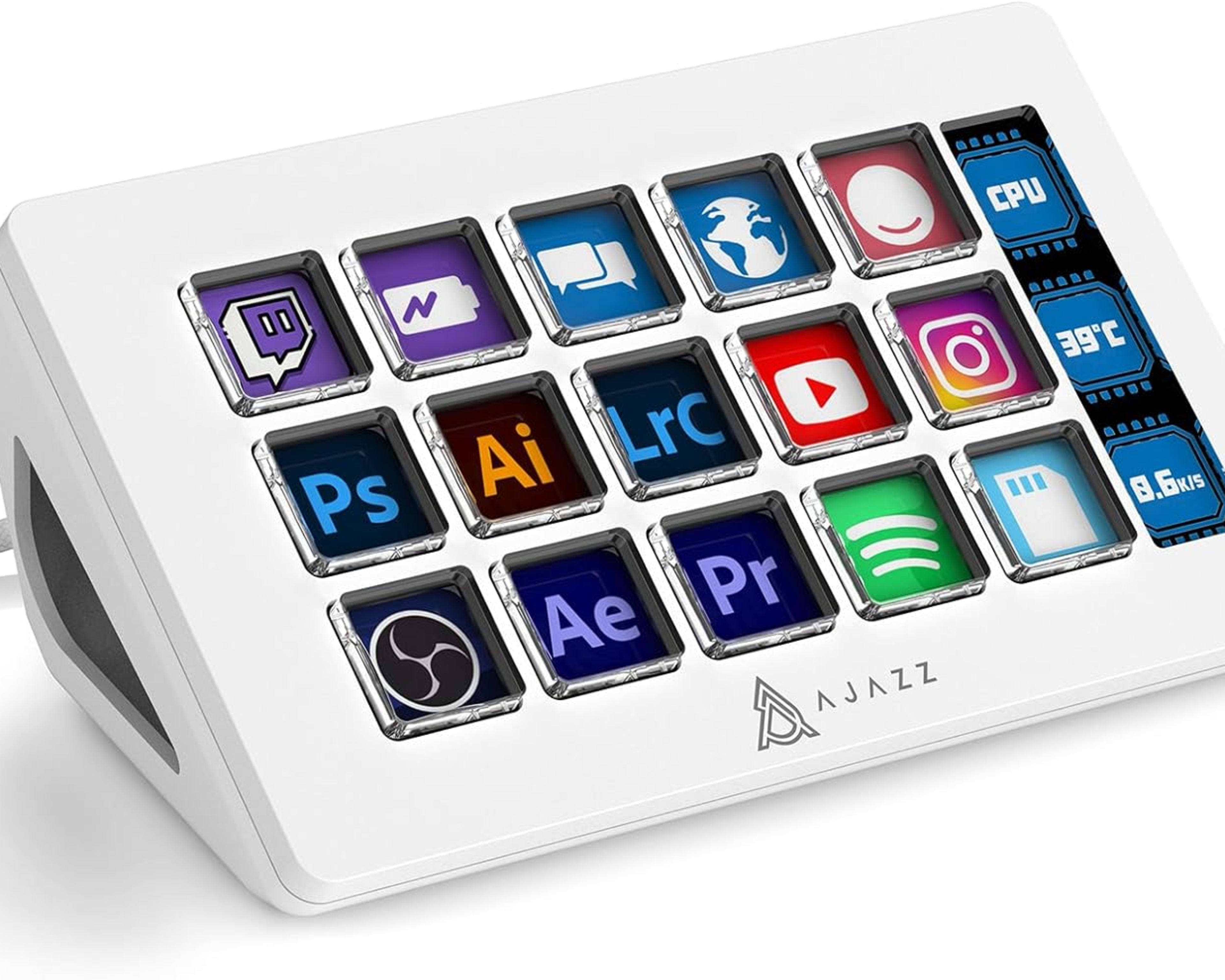 A.JAZZ AKP153 Stream Studio Controller Keypad Type-c Wired with 15 Macro LCD Key