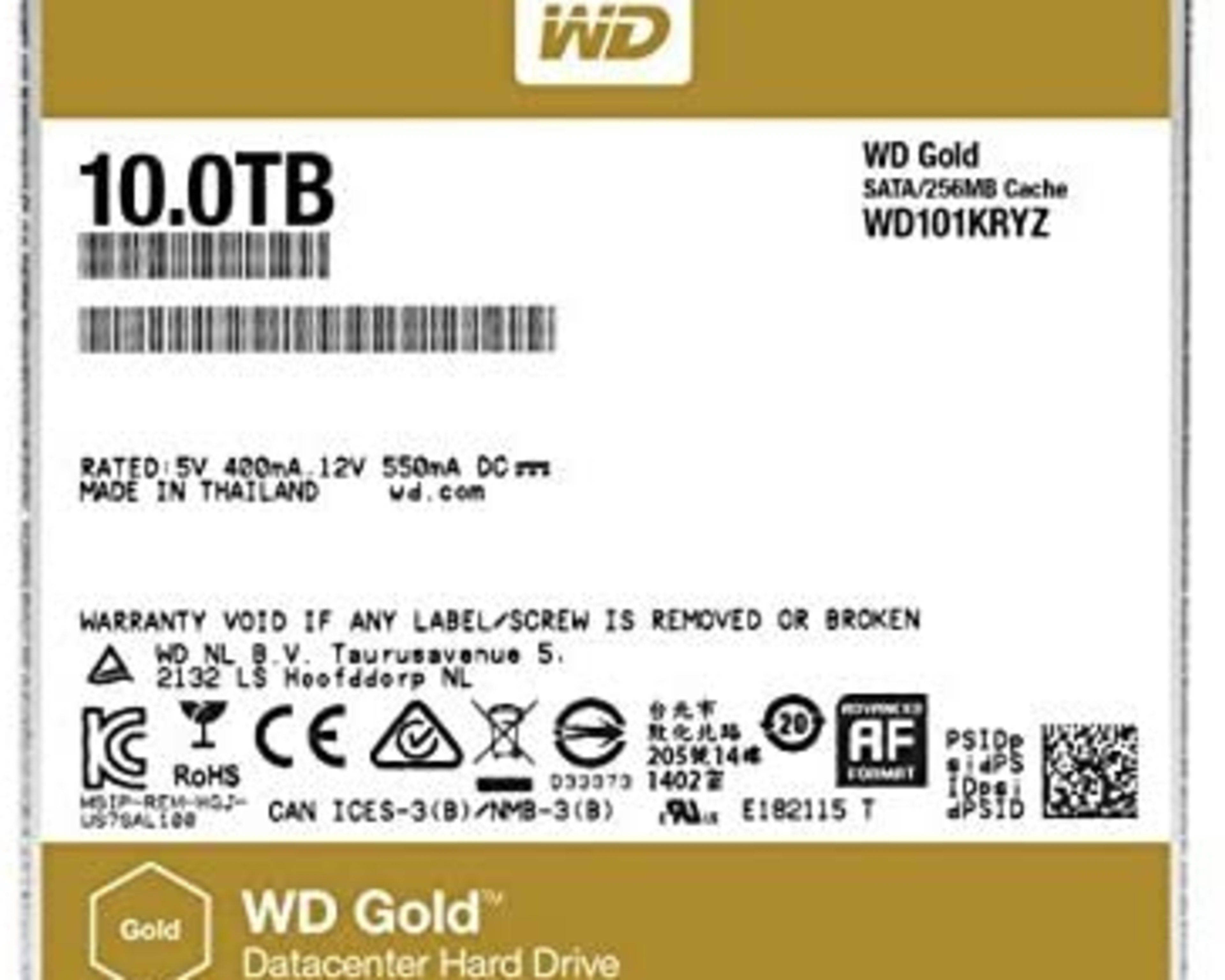 WD Gold 10TB Enterprise Class Hard Disk Drive - WD101KRYZ