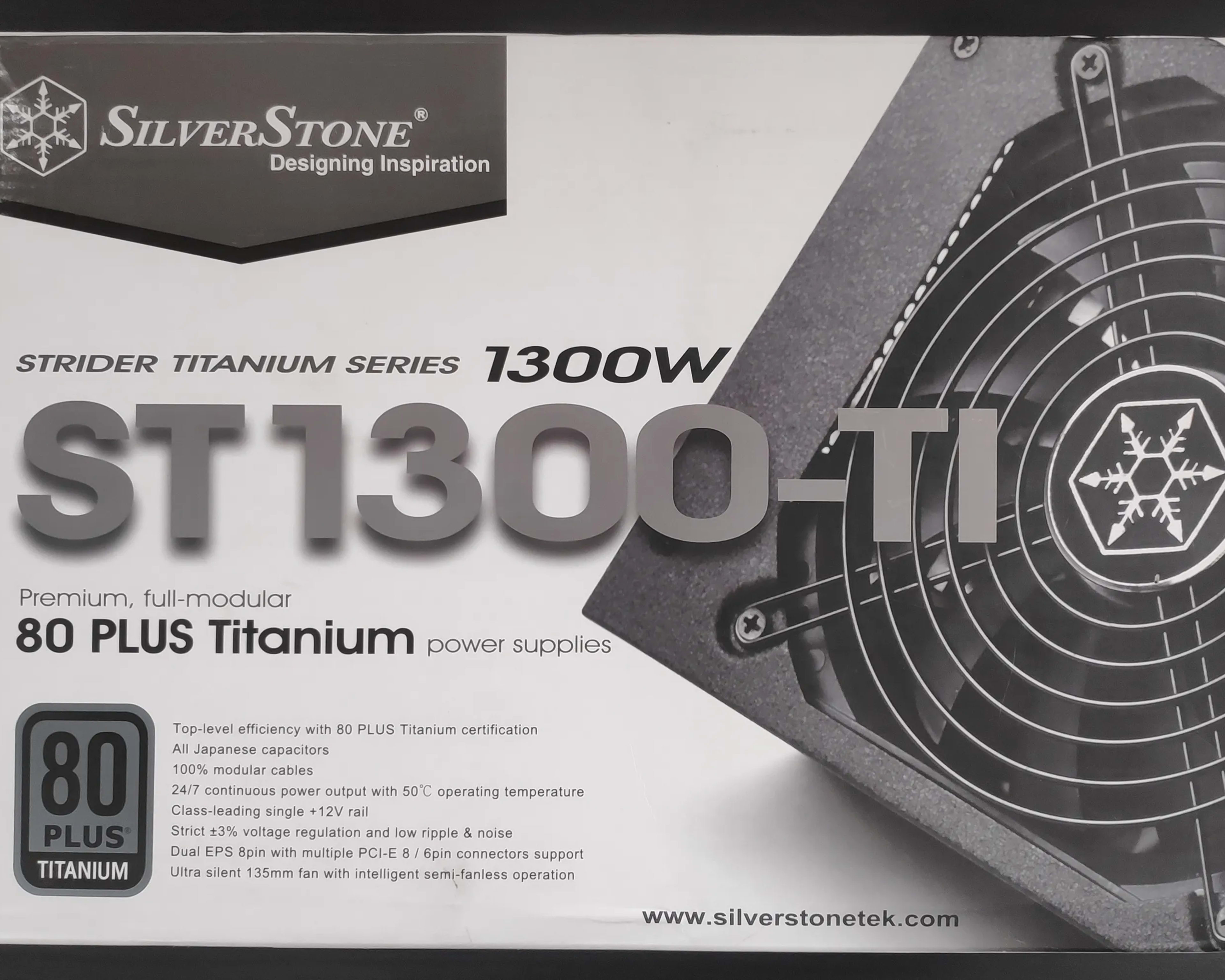 SilverStone Strider ST1300-TI, 1300W, 80 Plus Titanium Certified Fully Modular Power Supply