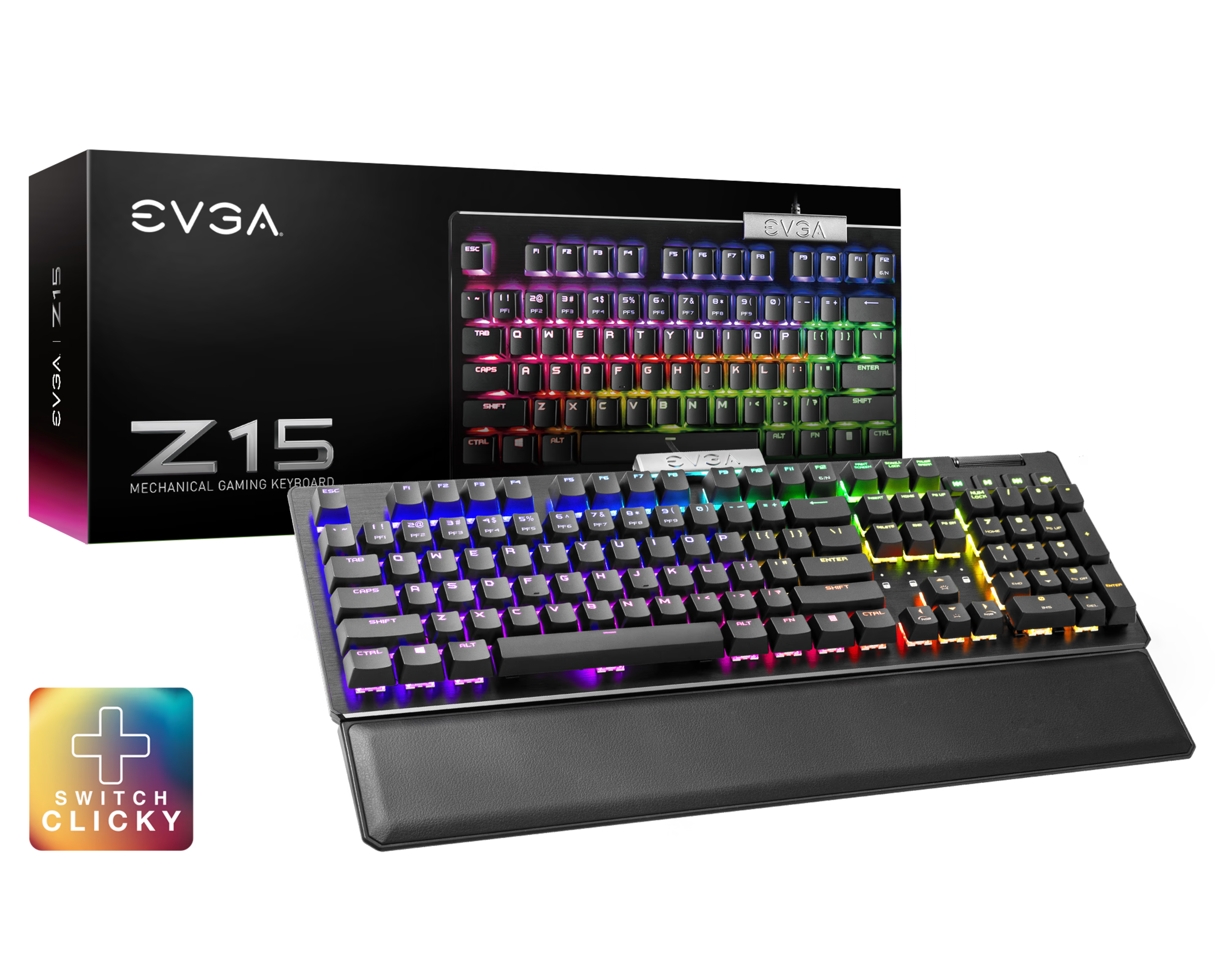 EVGA Z15 RGB Mechanical Gaming Keyboard (Clicky Switch) 822-W1-15US-KR