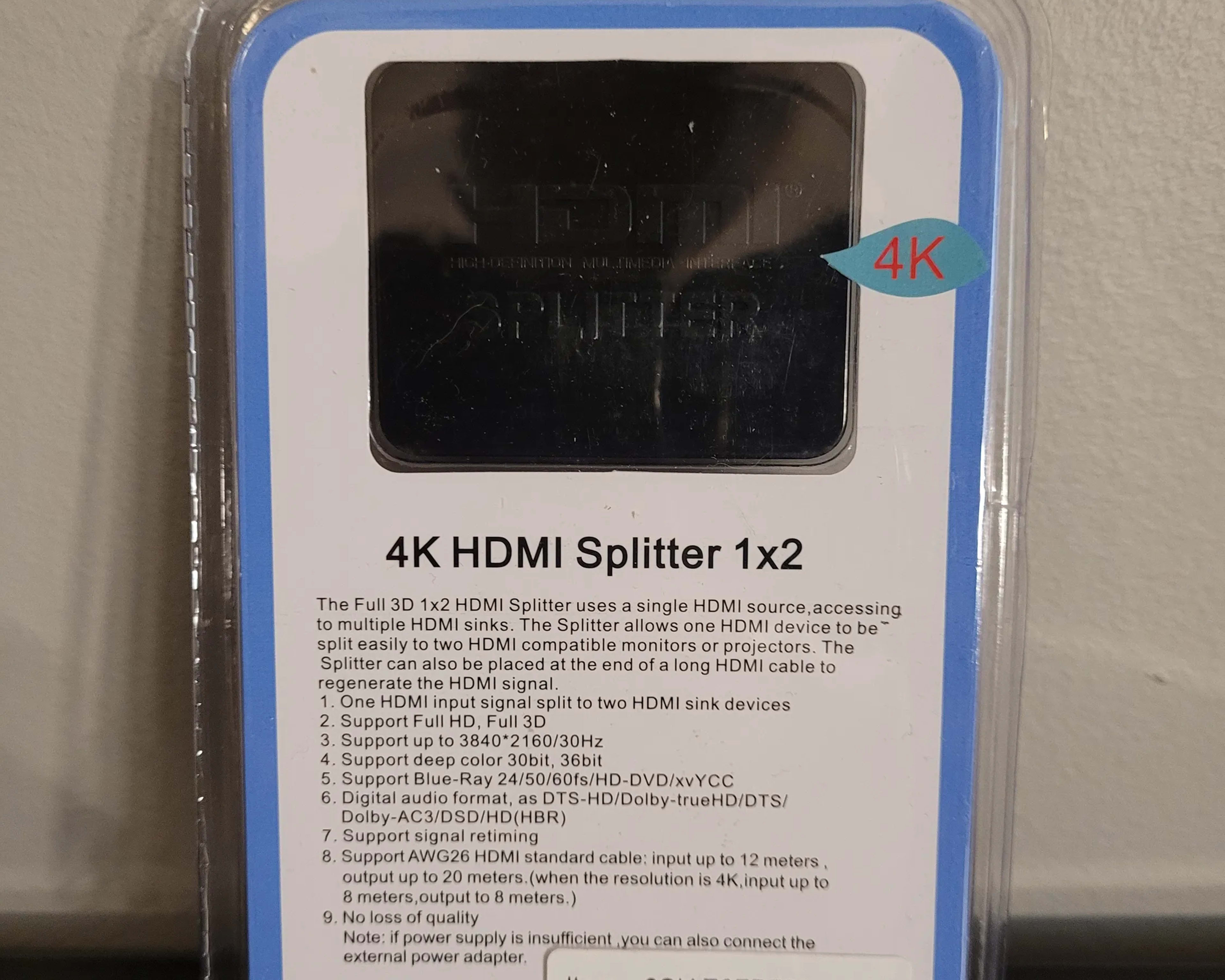 4K HDMI Splitter 1x2